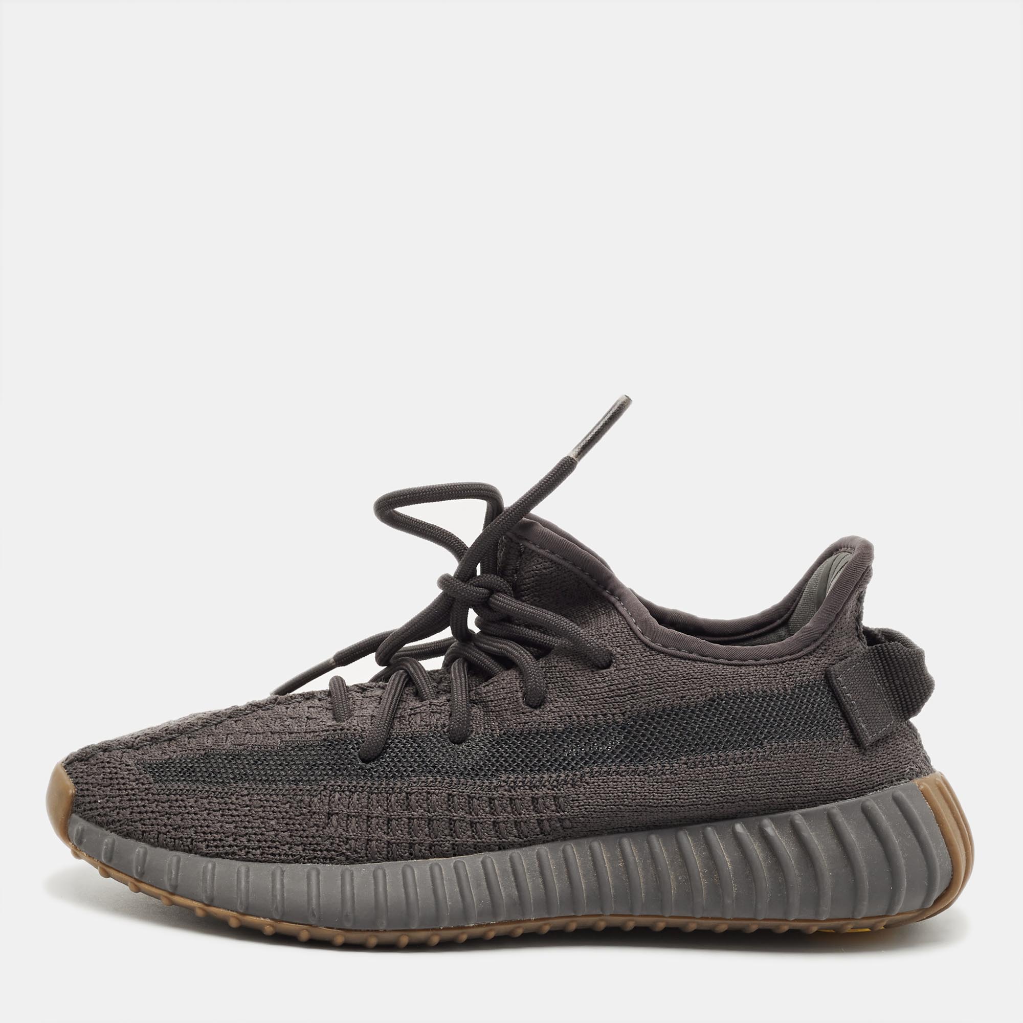 Pre-owned Yeezy X Adidas Boost 350 V2 Size 37.5 Dark Grey Knit Fabric Low Top Sneakers In Gray