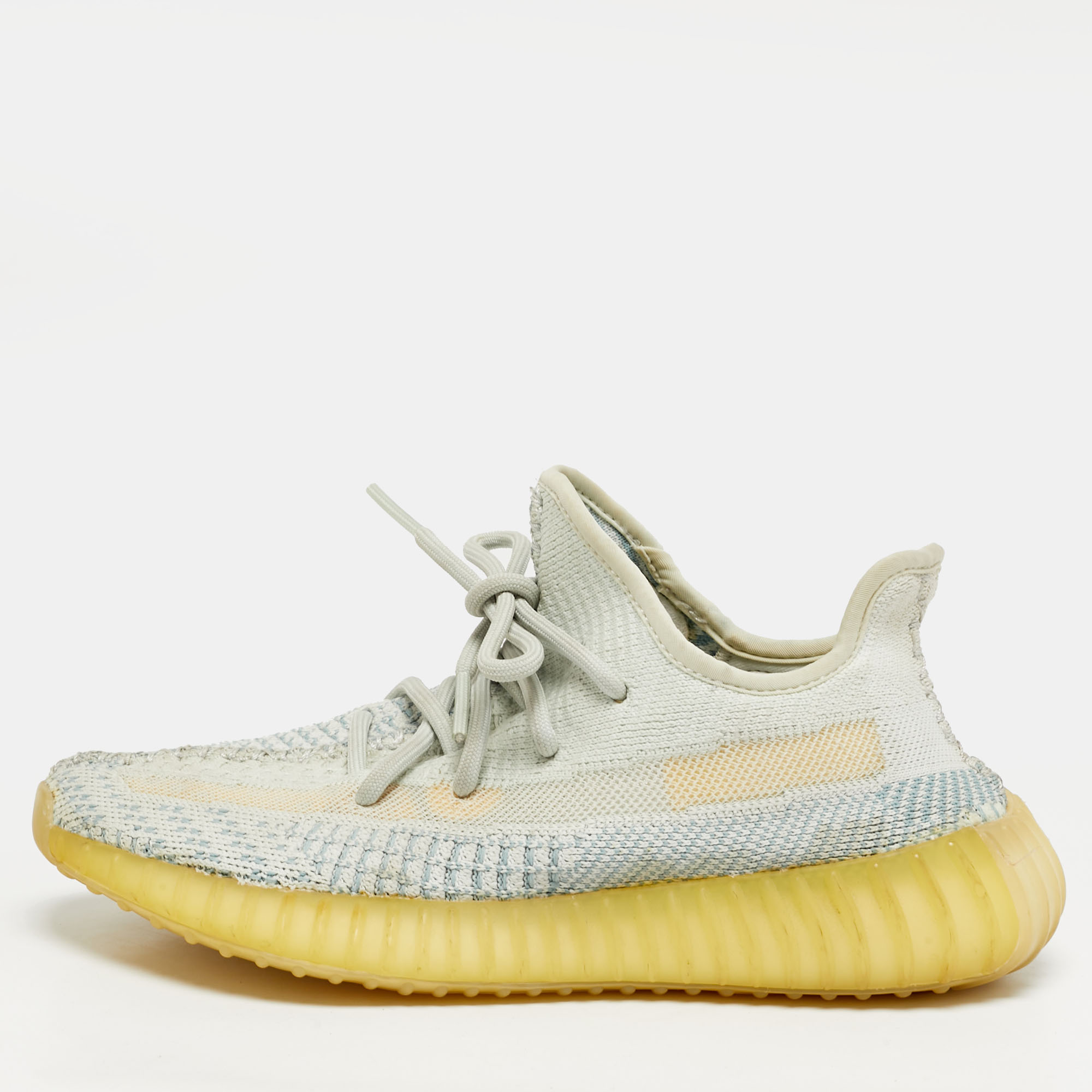 Pre-owned Yeezy X Adidas Boost 350 V2 Size 38 Blue Knit Fabric Cloud White (non-reflective) Low Top Sneakers