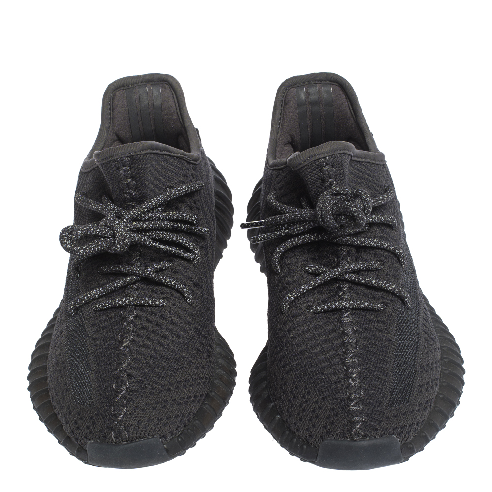 Yeezy x Adidas Black Cotton Knit and Mesh Boost 350 V2 Sneakers Size 37 ...