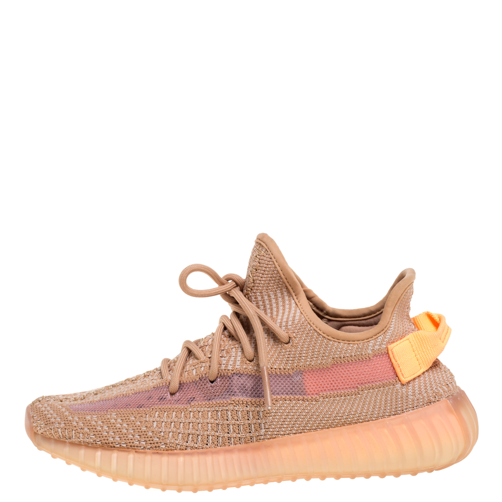 

Yeezy x Adidas Beige Cotton Knit And Mesh Boost 350 V2 Clay Sneakers Size