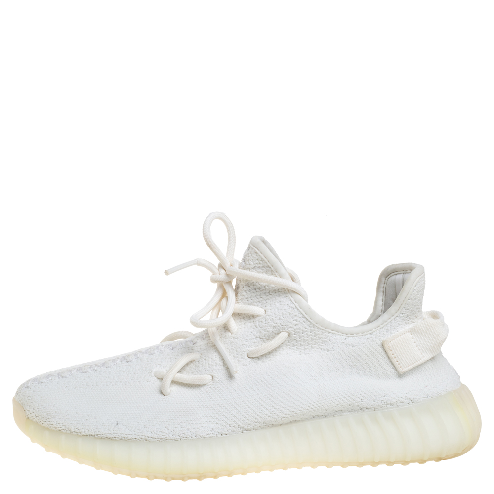 

Adidas Yeezy White/Cream Cotton Knit Boost 350 V2 Sneakers Size