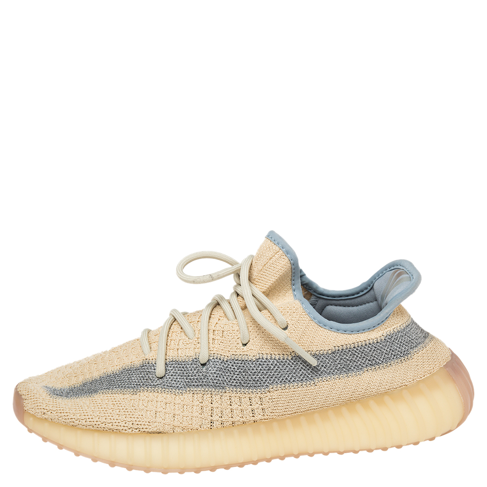 

Yeezy x Adidas Beige/Grey Knit Fabric Boost 350 V2 Linen Sneakers Size 40 2/3