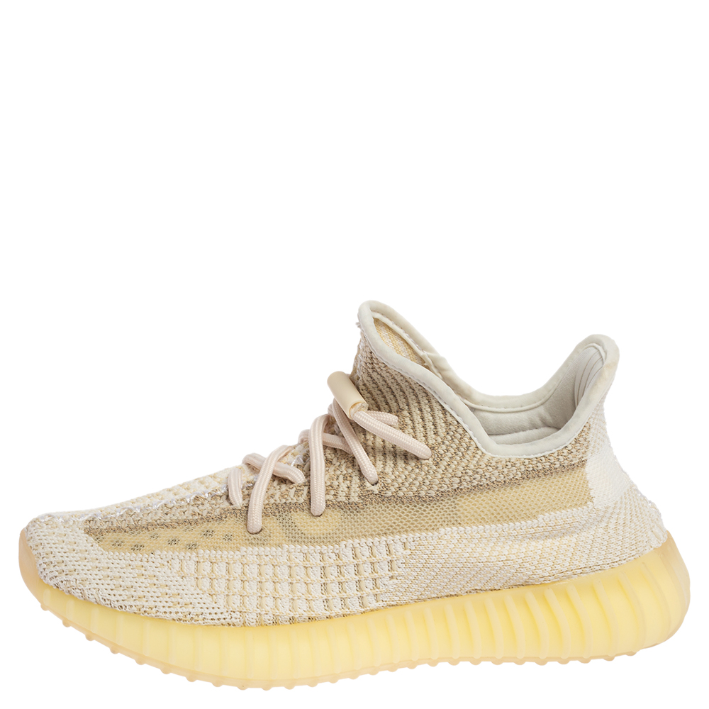 

Yeezy Cream/White Knit Fabric 350 V2 Natural Sneakers 38 2/3