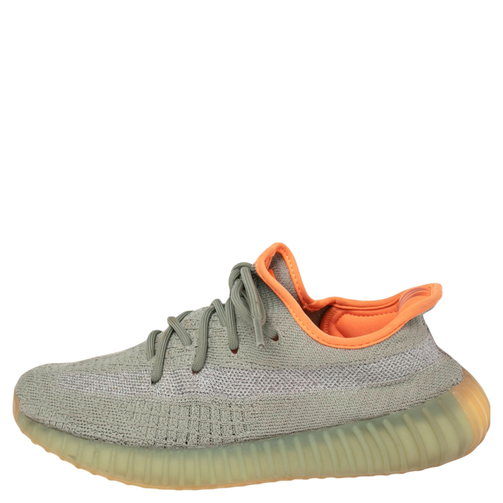 

Yeezy x Adidas Green/Grey Cotton Knit Fabric Boost 350 V2 Desert Sage Sneakers Size 39 1/3