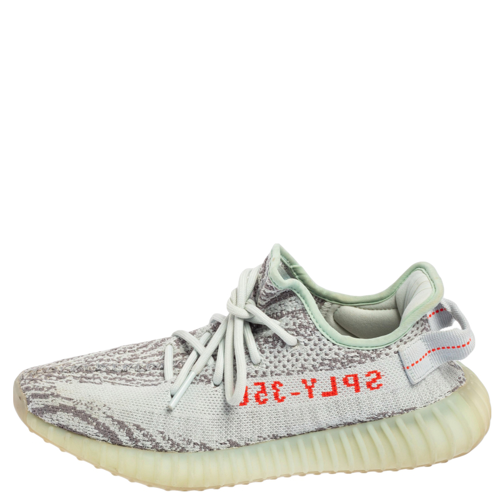 

Yeezy x adidas Blue/Grey Knit Fabric Boost 350 V2 2.0 Sneakers Size