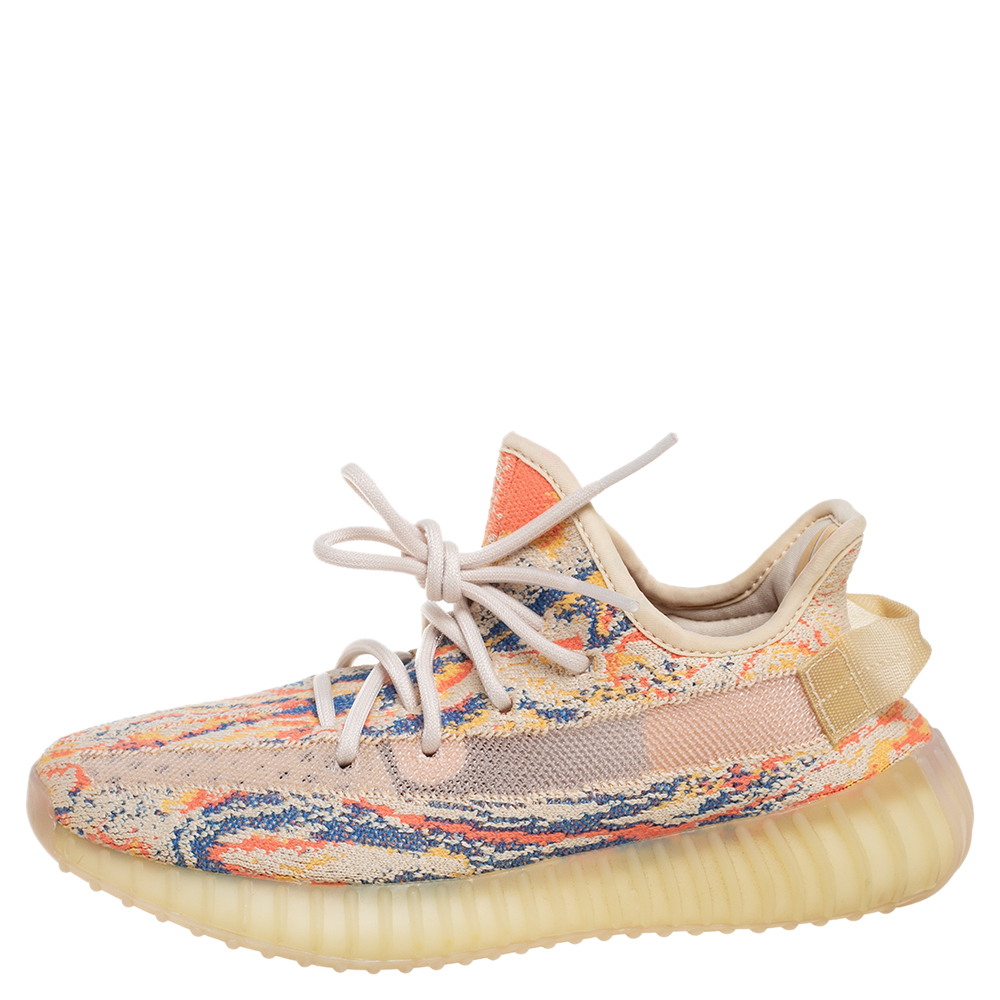 

Yeezy x Adidas Multicolor Knit Fabric Boost 350 V2 MX Oat Sneakers Size