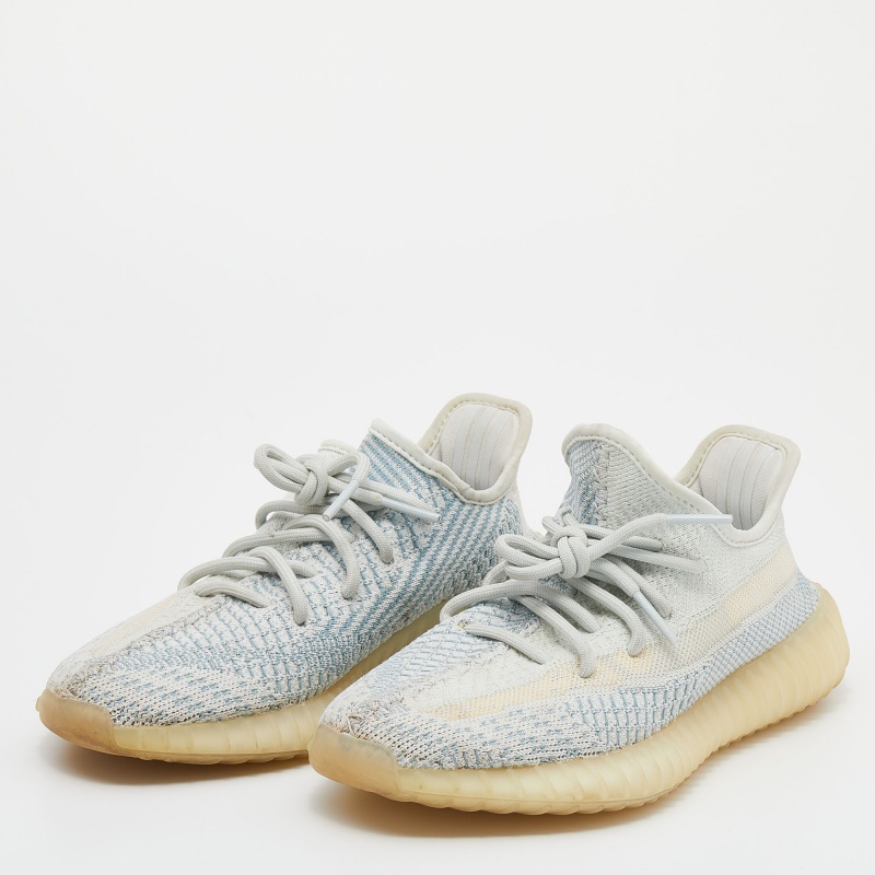 

Yeezy x Adidas Blue/White Cotton Knit Boost 350 V2 Cloud White Sneakers Size