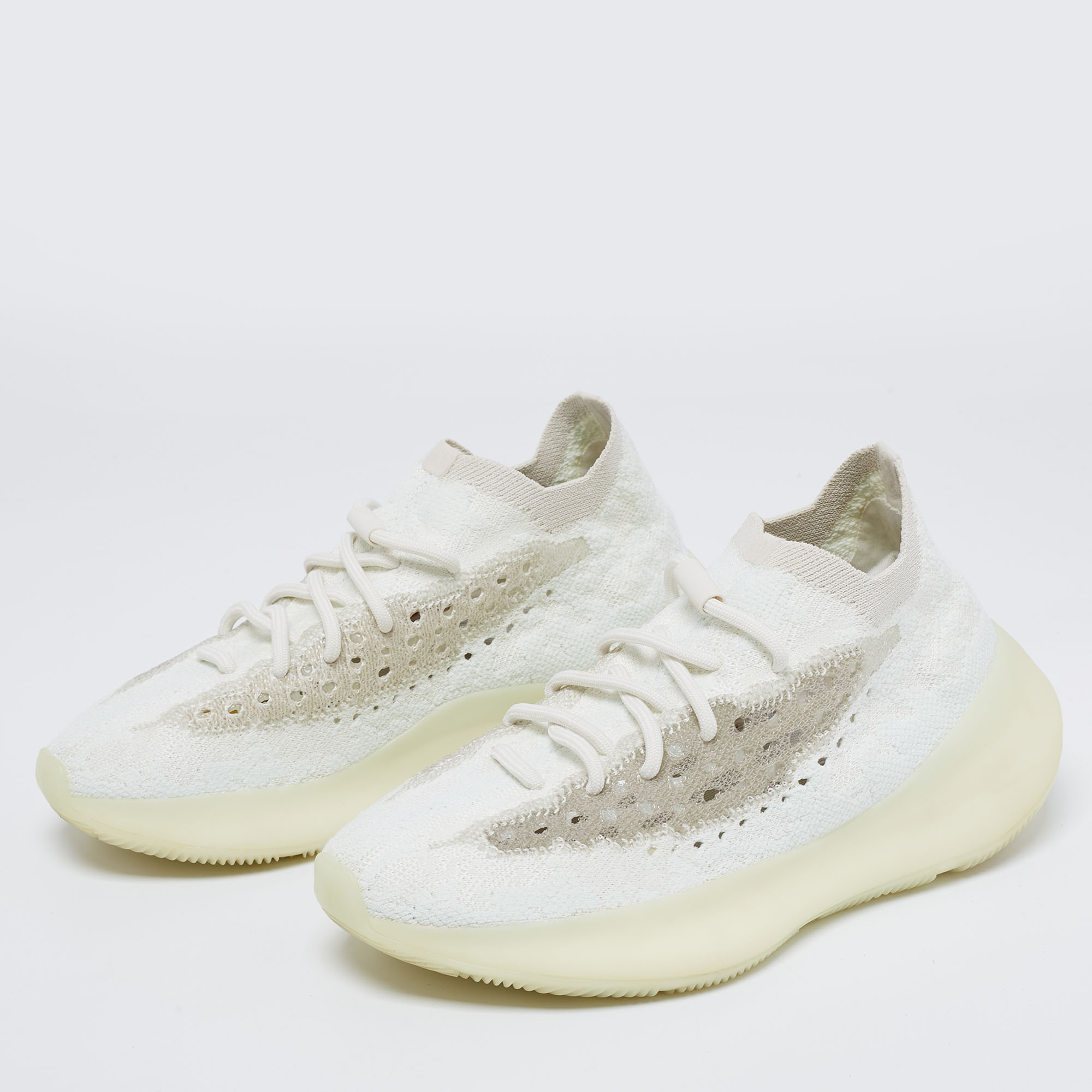 

Yeezy x Adidas Tri-Color Knit Fabric Boost 380 Calcite Glow Sneakers Size 39 1/3, White