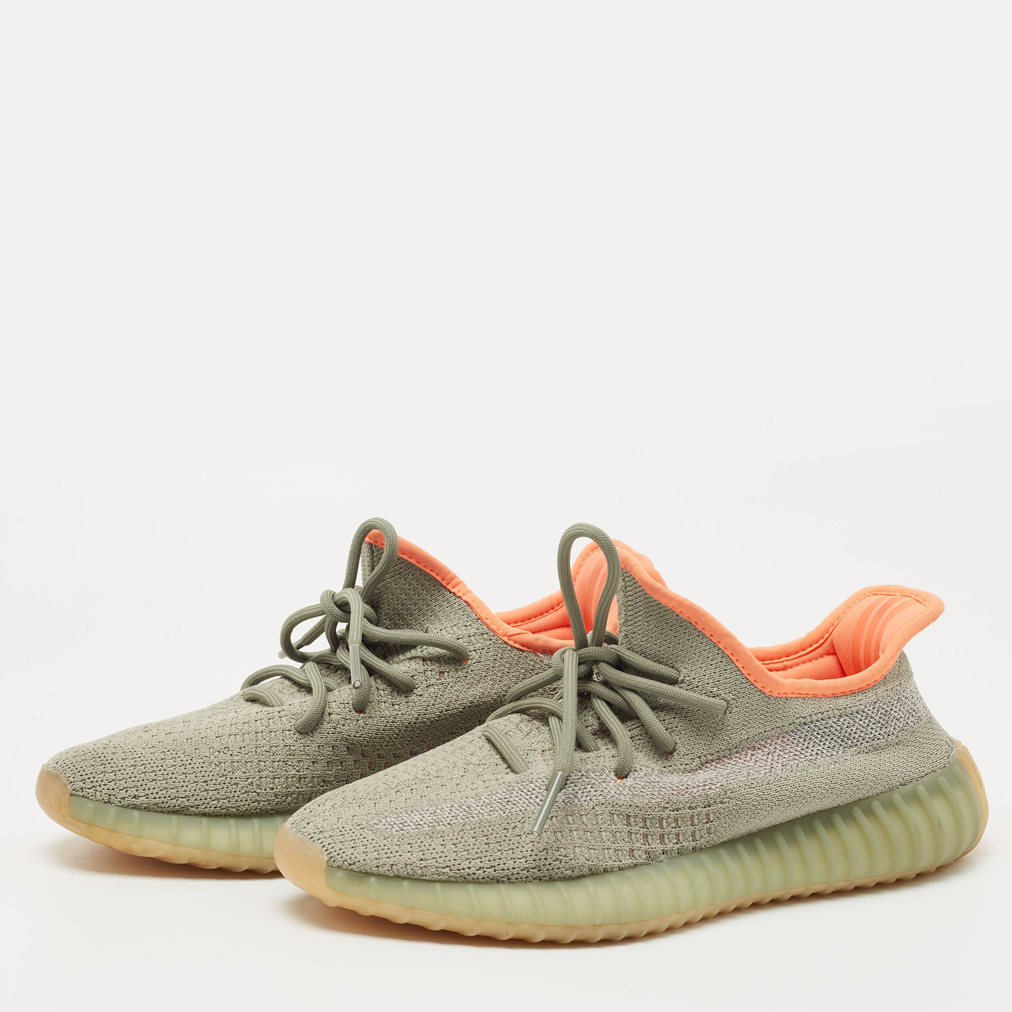 

Yeezy x Adidas Green/Grey Knit Fabric Boost 350 V2 Desert Sage Sneakers Size  1/3