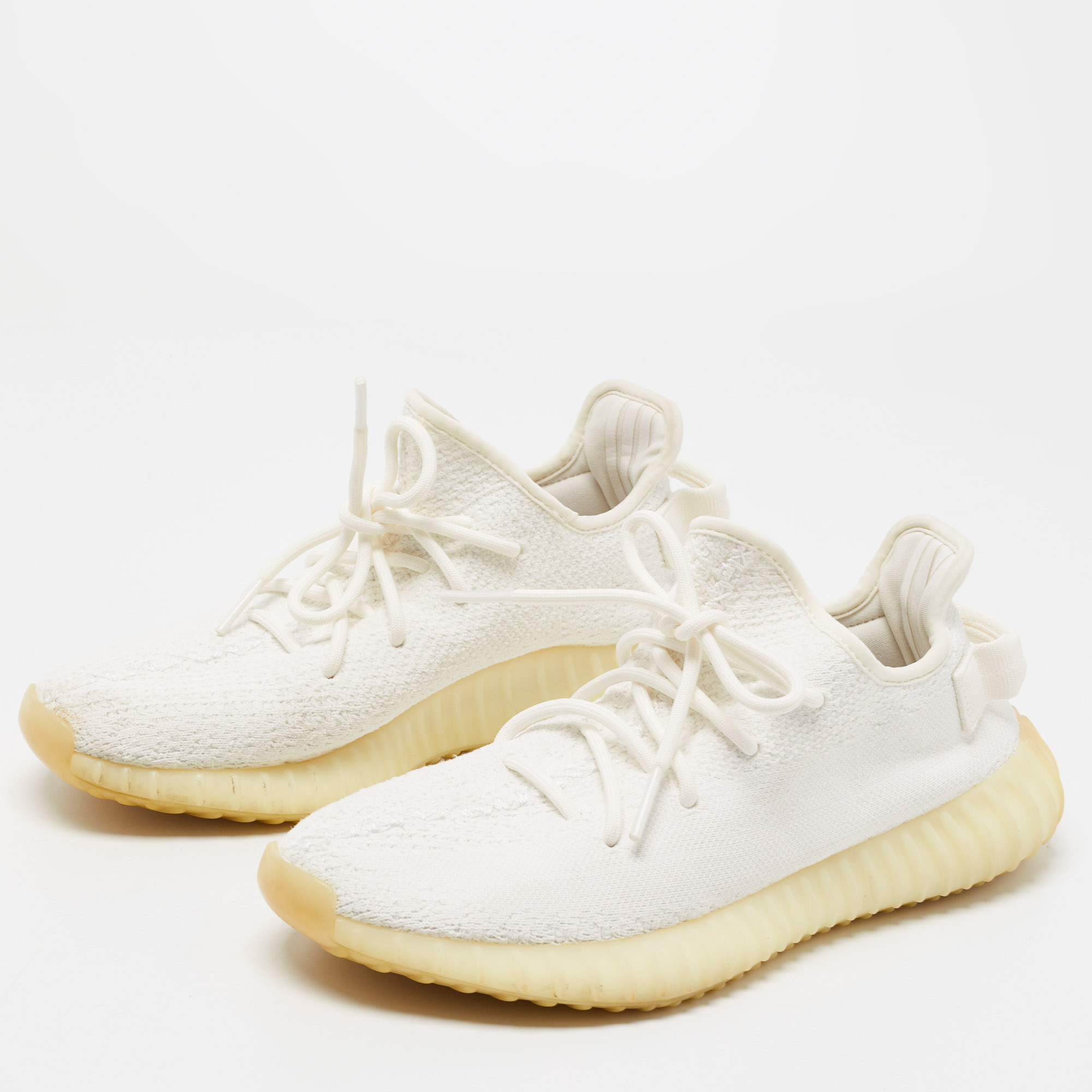 

Yeezy x Adidas White Knit Fabric Boost 350 V2 Butter Sneakers Size 41 1/3