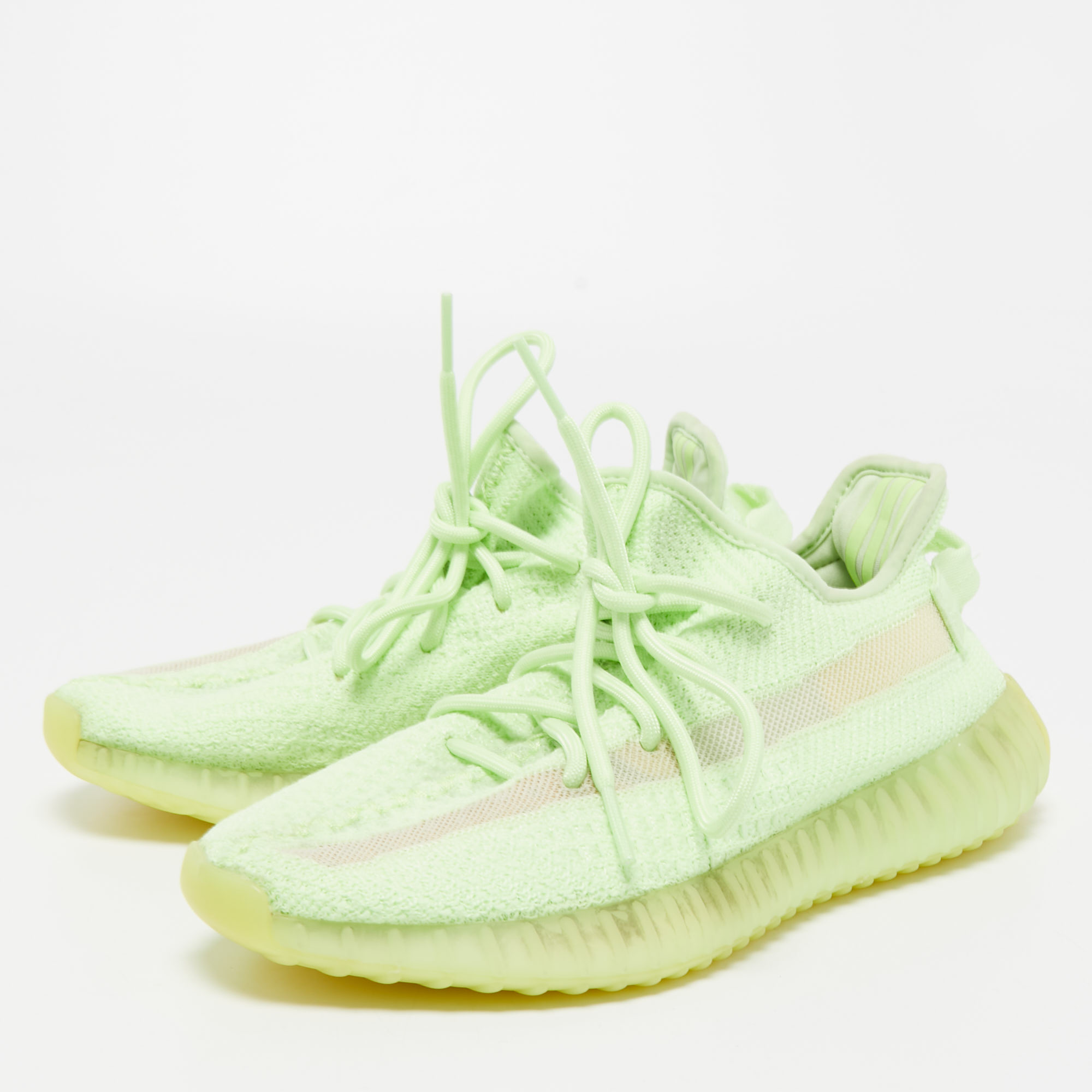 

Yeezy x Adidas Neon Green Knit Fabric Boost 350 V2 Glow Sneakers Size