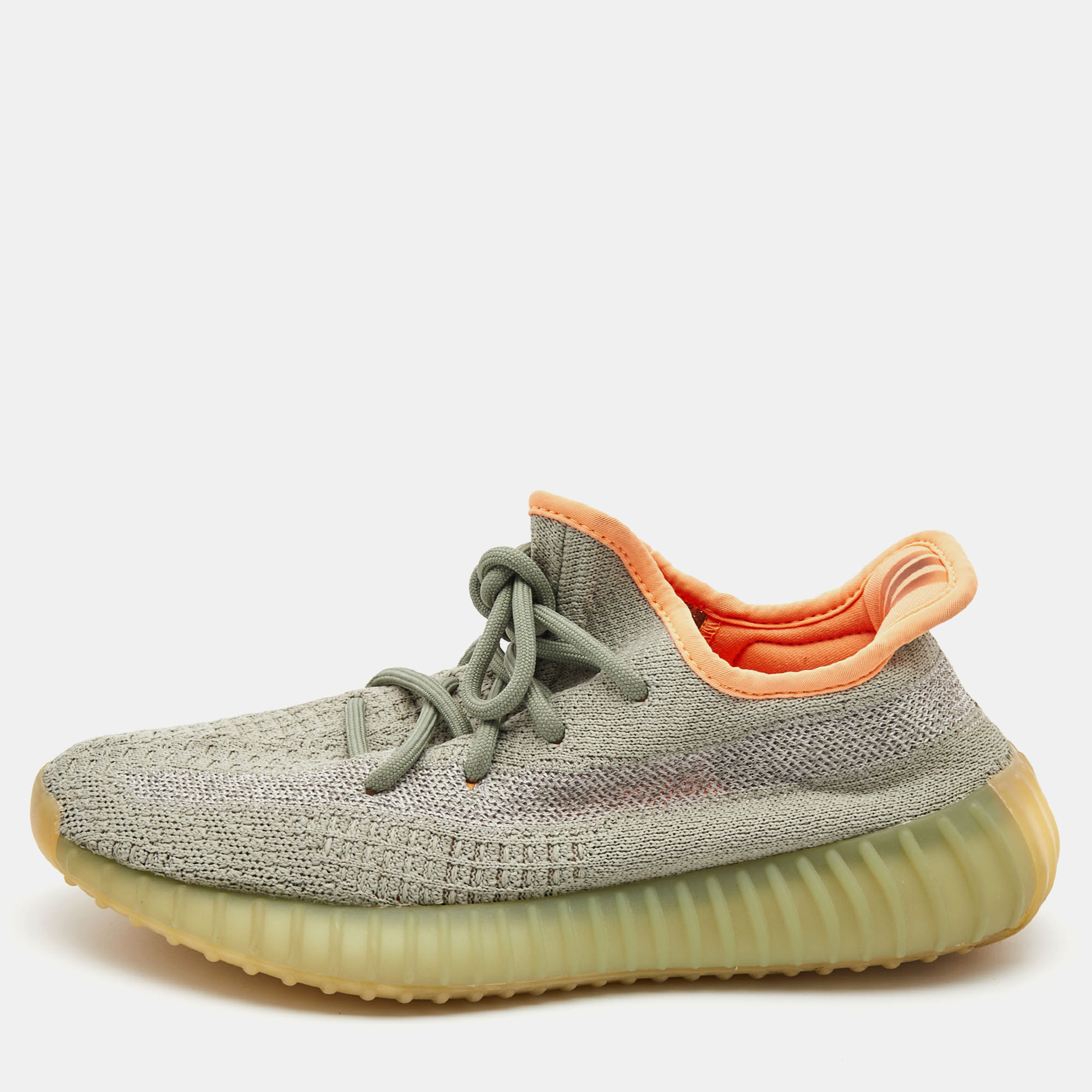 Pre-owned Yeezy X Adidas Green Fabric Boost 350 V2 Desert-sage Trainers Size 38
