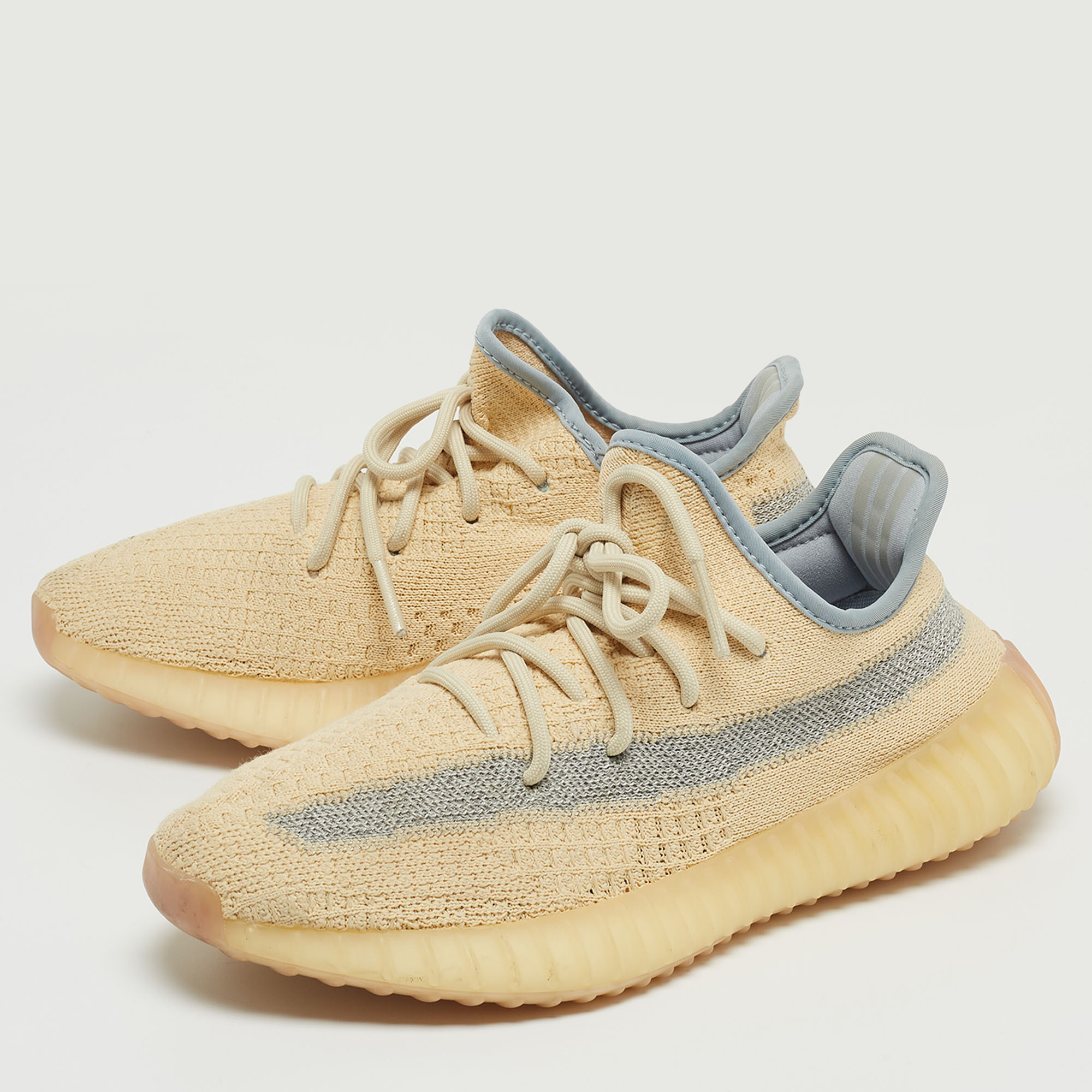 

Yeezy x Adidas Two Tone Knit Fabric Boost 350 V2 Linen Sneakers Size 38 2/3, Yellow