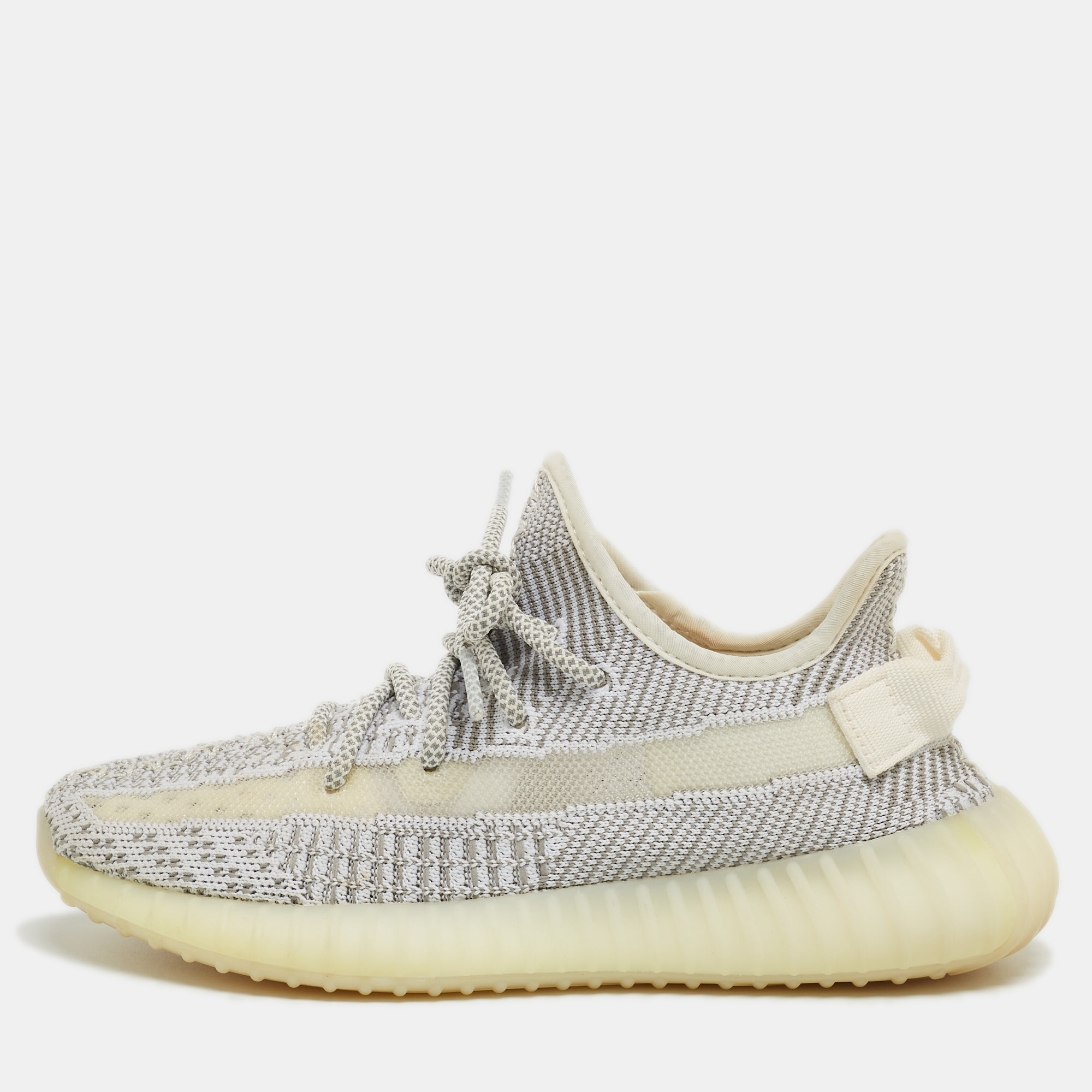 Pre-owned Yeezy X Adidas Two Tone Knit Fabric Boost 350 V2 Static Sneakers Size 37 1/3 In Grey