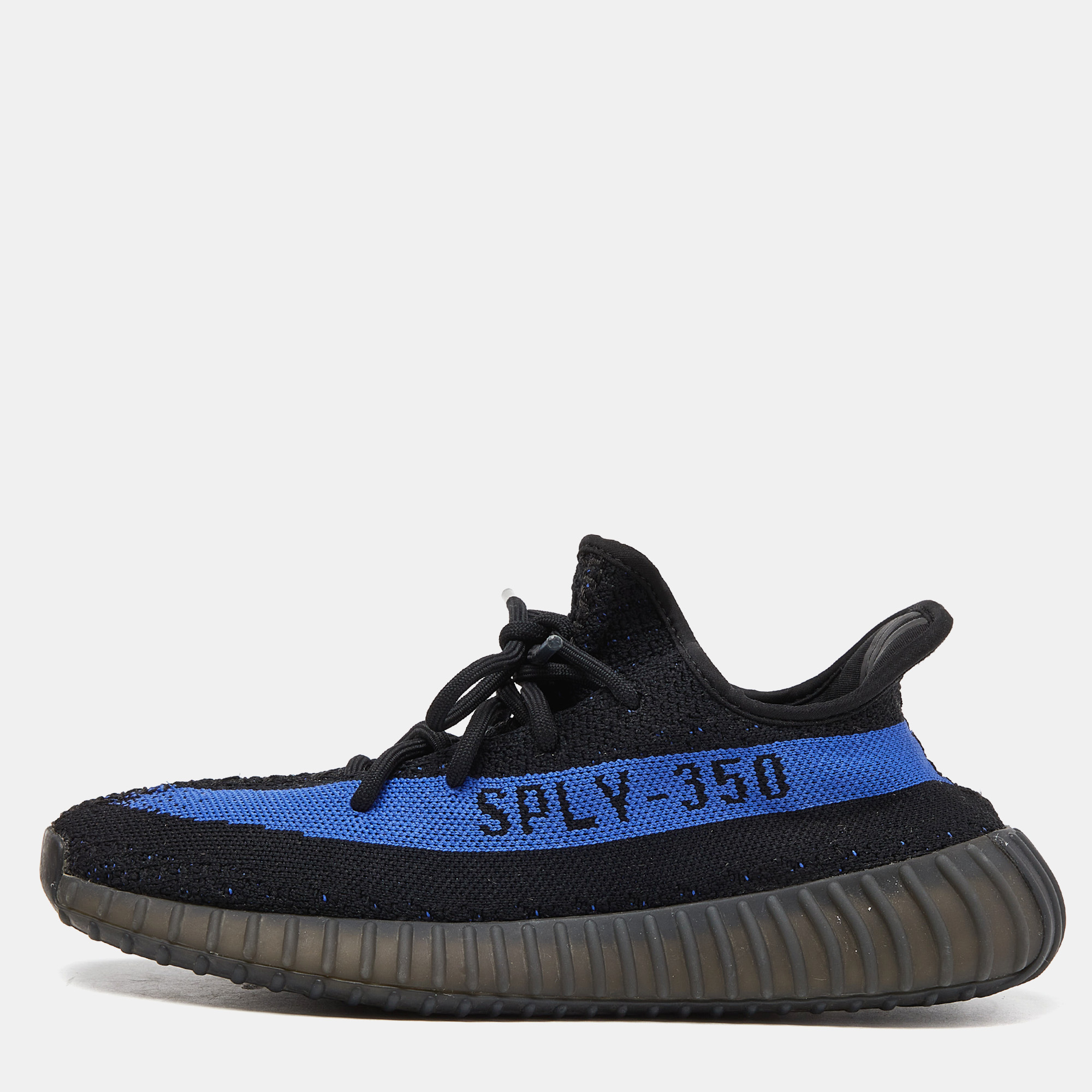 Pre-owned Yeezy X Adidas Black/blue Knit Fabric Boost 350 V2 Blue Trainers Size 40 2/3