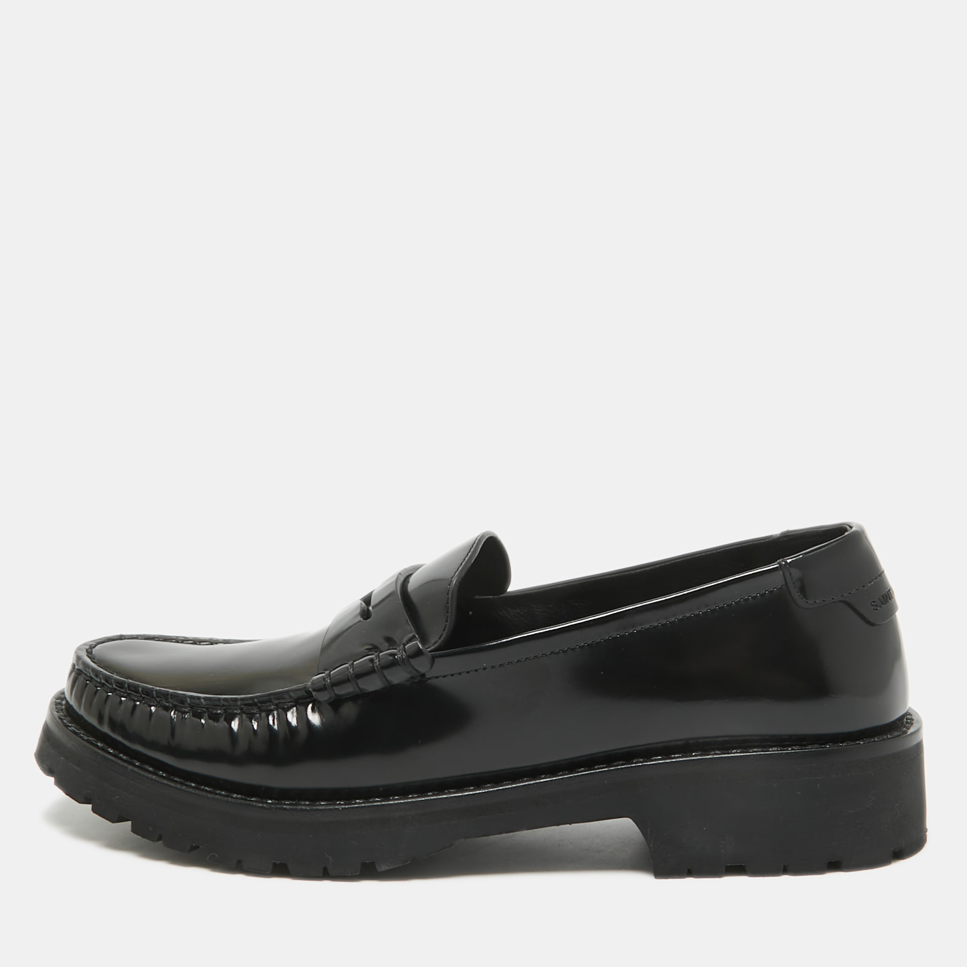 

Yves Saint Laurent Black Leather Slip On Loafers Size