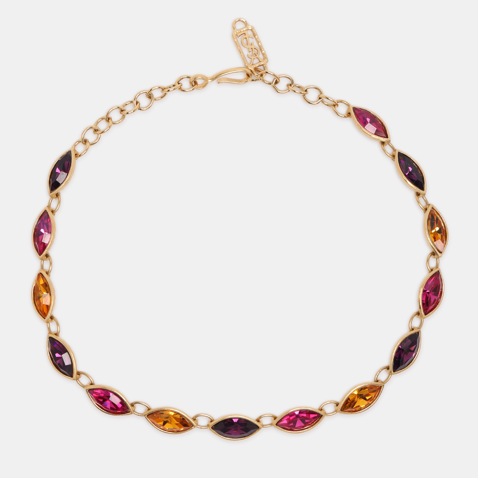 

Yves Saint Laurent Gold Tone Multicolor Gemstone Choker Necklace