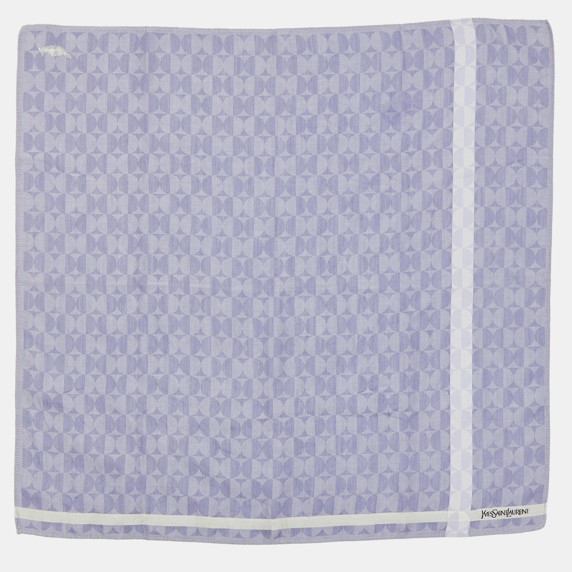 Pre-owned Saint Laurent Vintage Lilac Circle Pattern Cotton Handkerchief In Purple