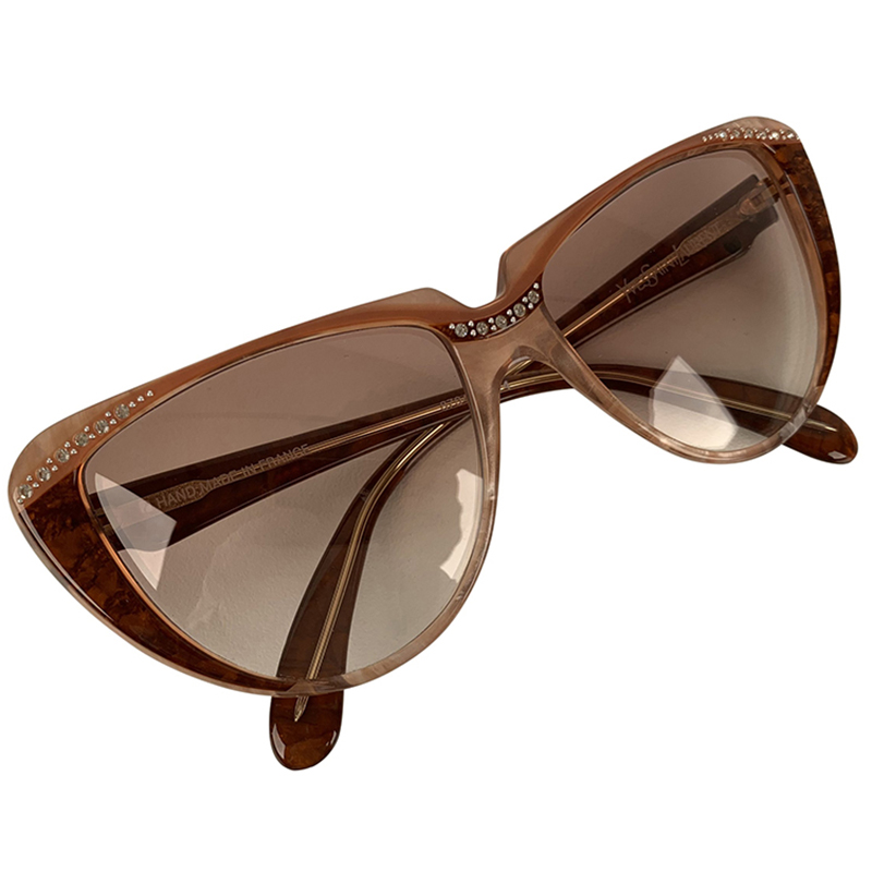 

Saint Laurent Brown 8 704 PO 74 Cat Eye Rhinestones Sunglasses