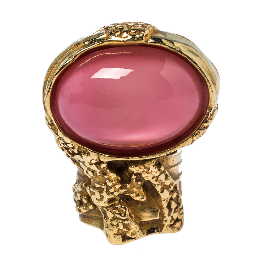 

Yves Saint Laurent Pink Glass Cabochon Arty Ring Size