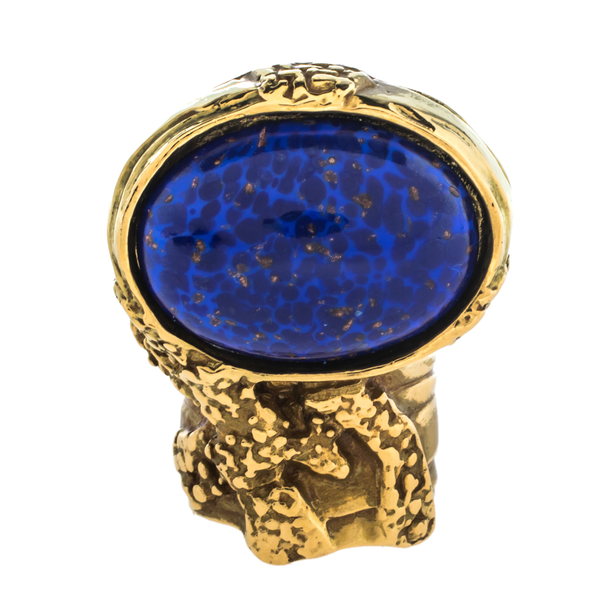 

Yves Saint Laurent Blue Cabochon Gold Tone Arty Ring Size