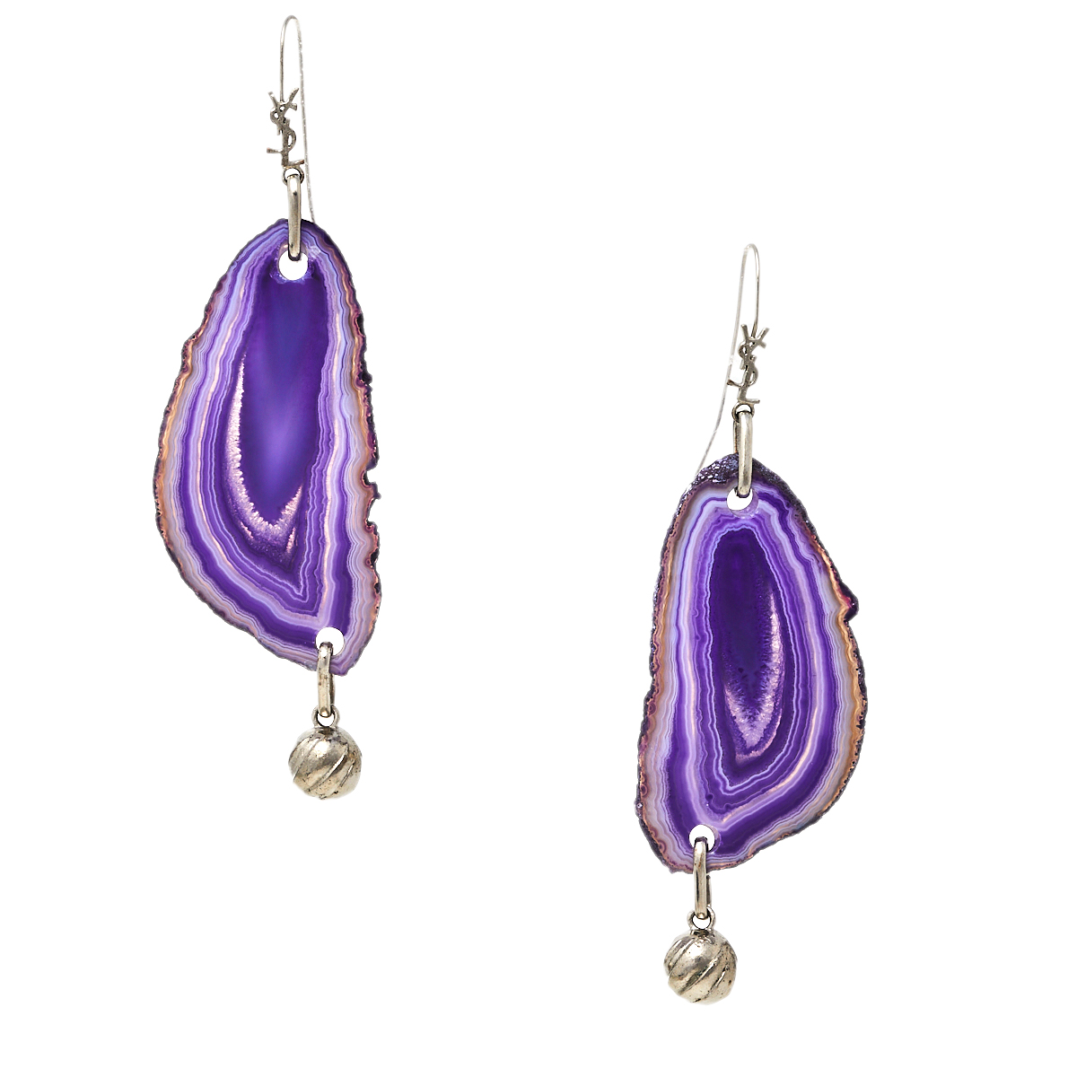 

Yves Saint Laurent Agate Silver Tone Drop Earrings, Purple