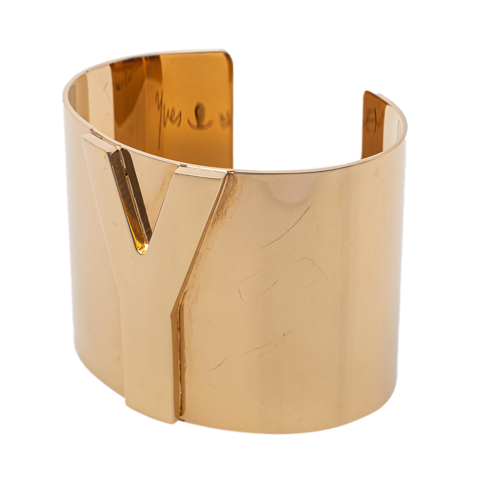 

Yves Saint Laurent Y Gold Tone Cuff Bracelet