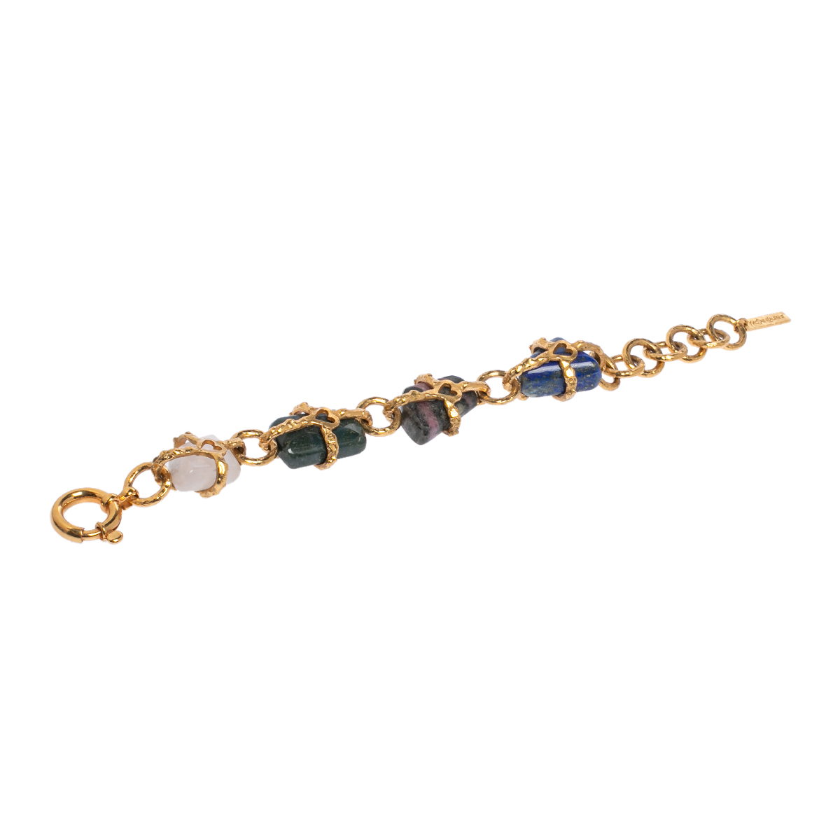 

Yves Saint Laurent Tumbled Stone Gold Tone Chunky Bracelet, Multicolor