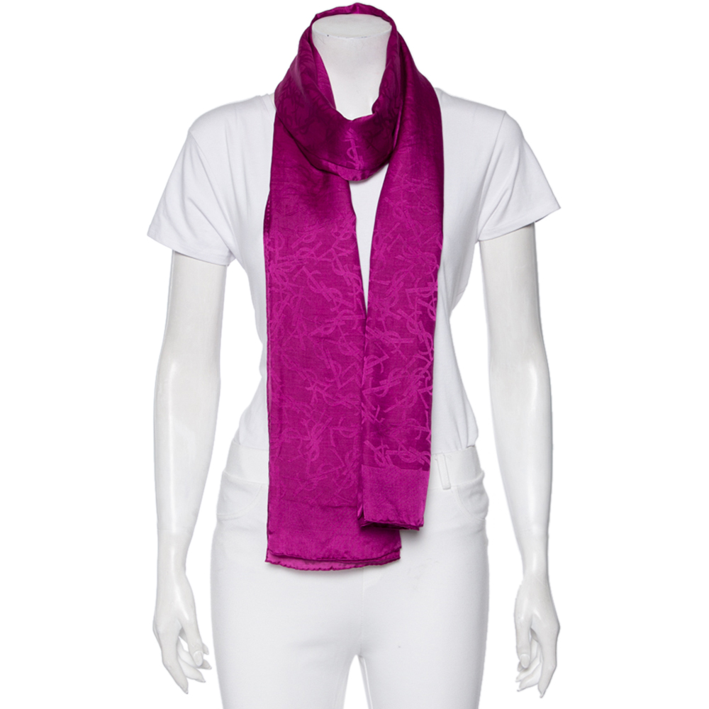 

Yves Saint Laurent Purple Monogram Cotton & Silk Scarf