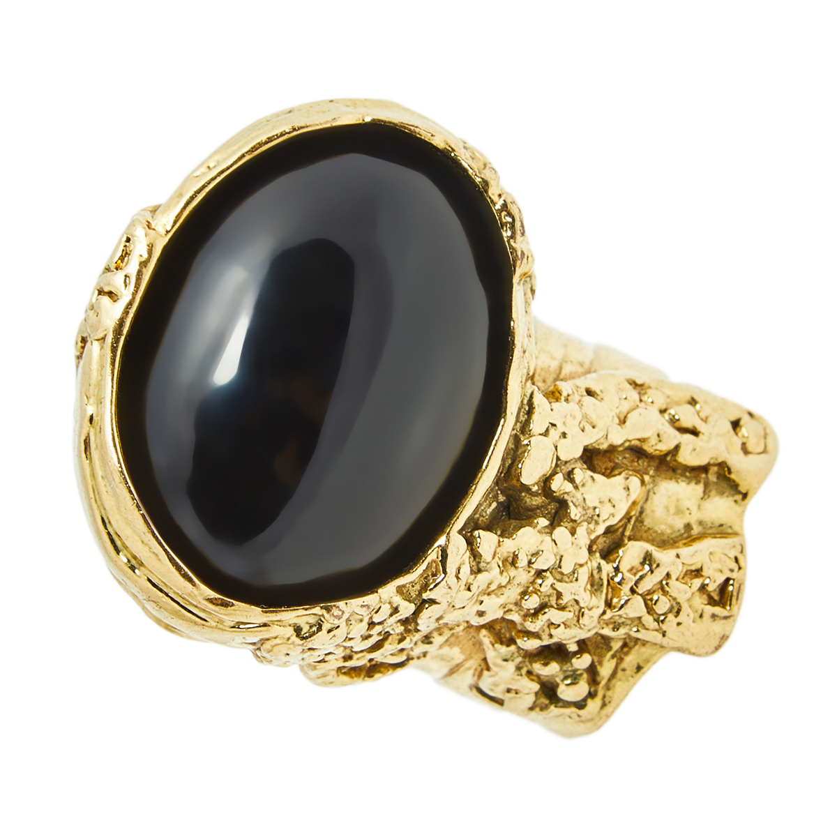 

Yves Saint Laurent Black Cabochon Arty Gold Tone Ring