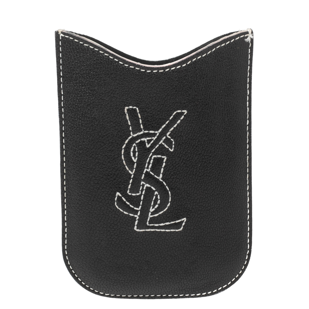 Pre-owned Saint Laurent Black Leather Phone Cover