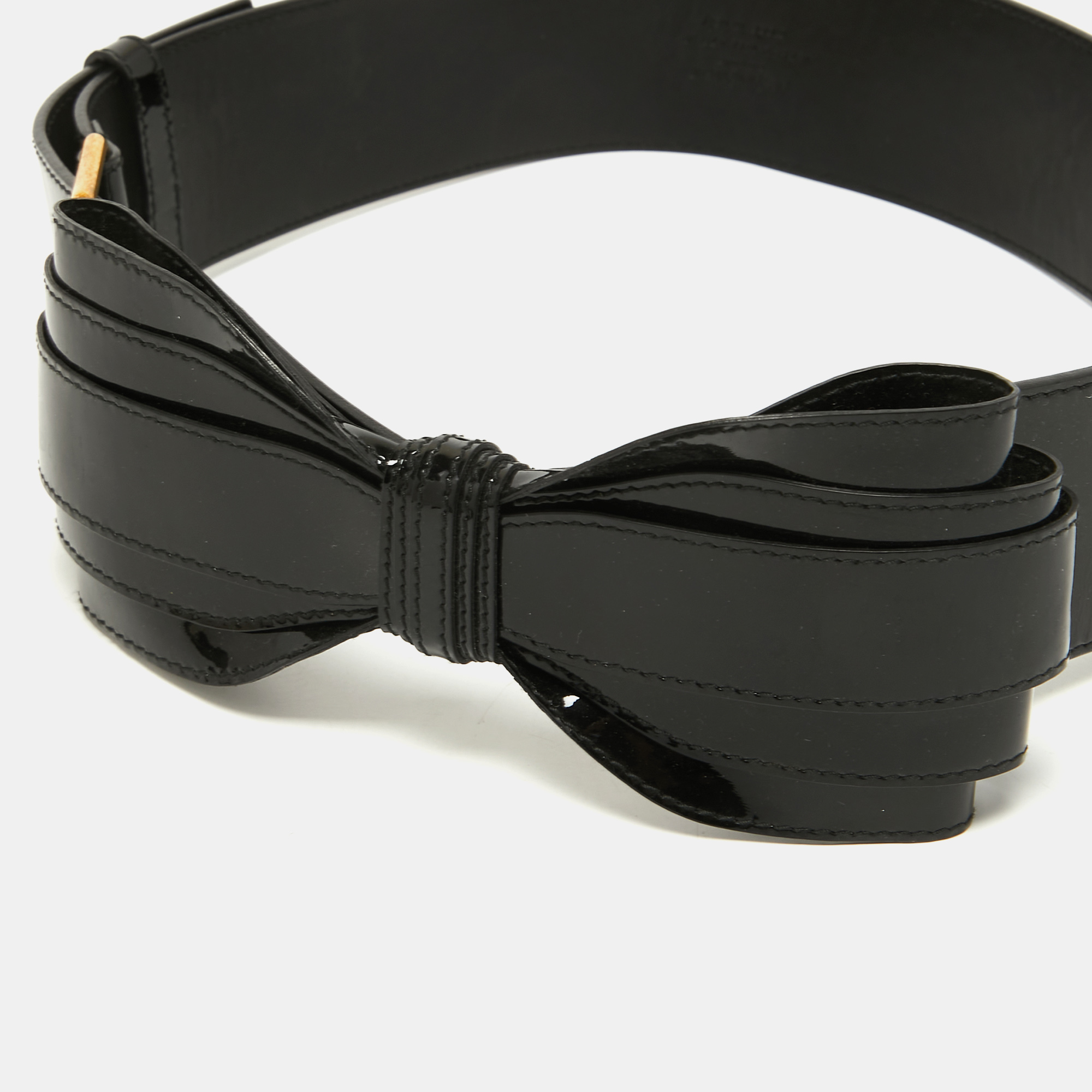

Yves Saint Laurent Black Patent Leather Bow Waist Belt