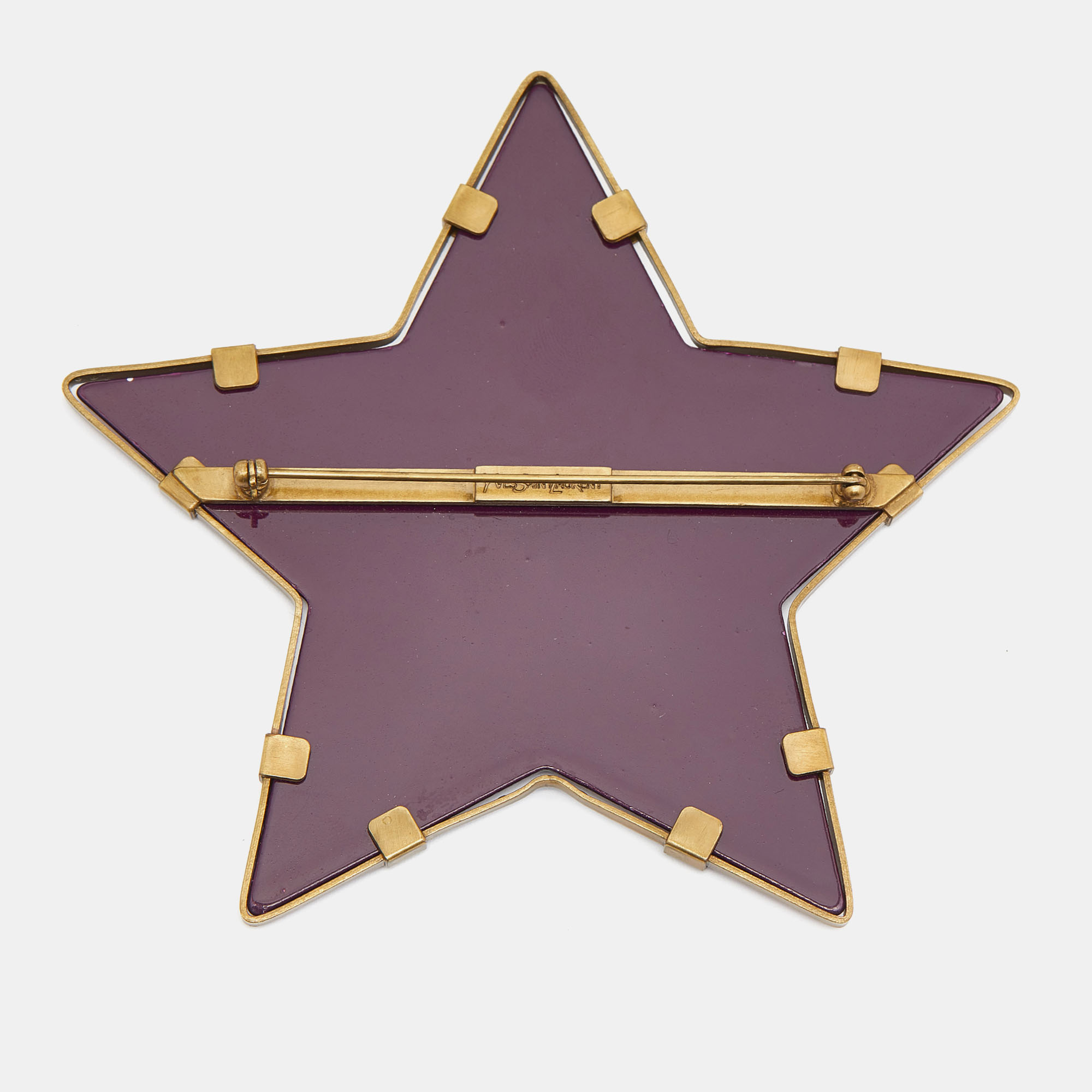 

Yves Saint Laurent Purple Gold Tone Metal Brooch