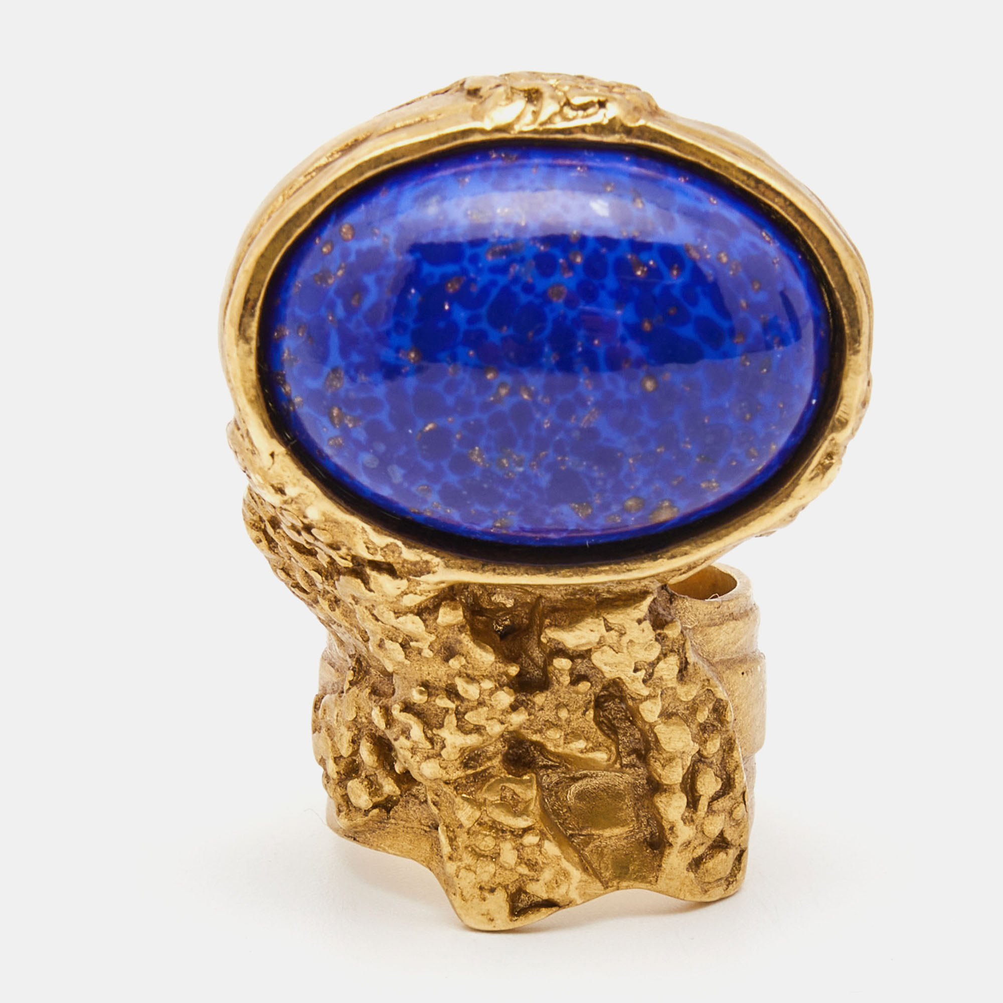 

Yves Saint Laurent Arty Glass Gold Tone Ring Size