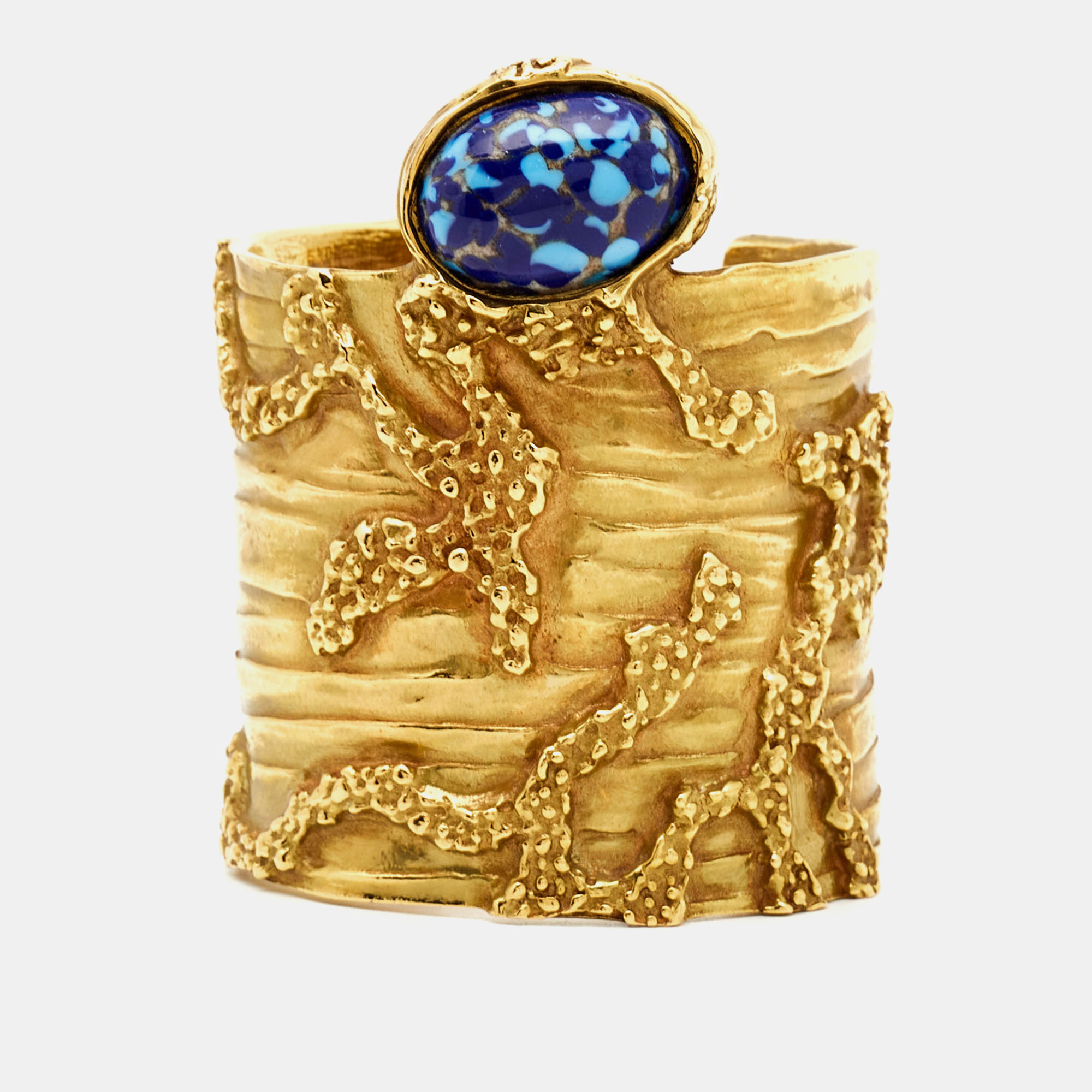 Pre-owned Saint Laurent Arty Glass Gold Tone Bracelet