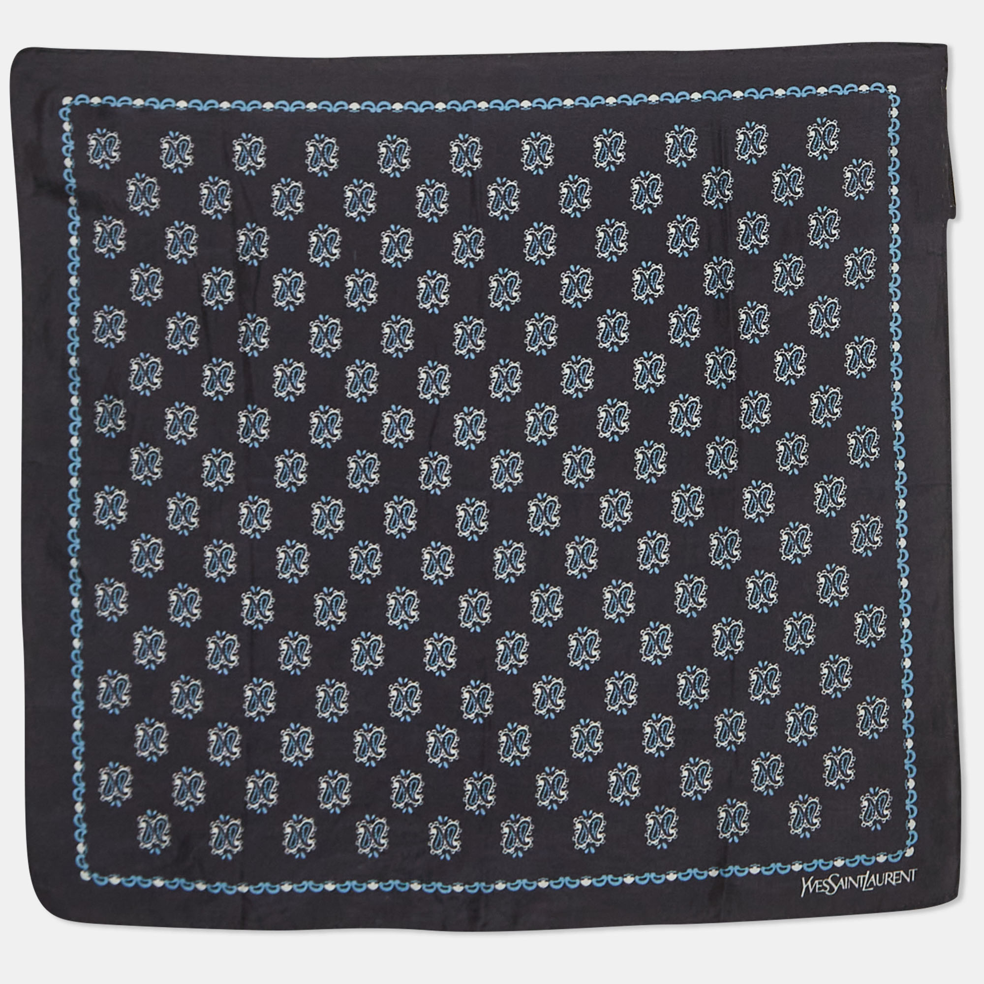 

Saint Laurent Blue Printed Silk Handkerchief