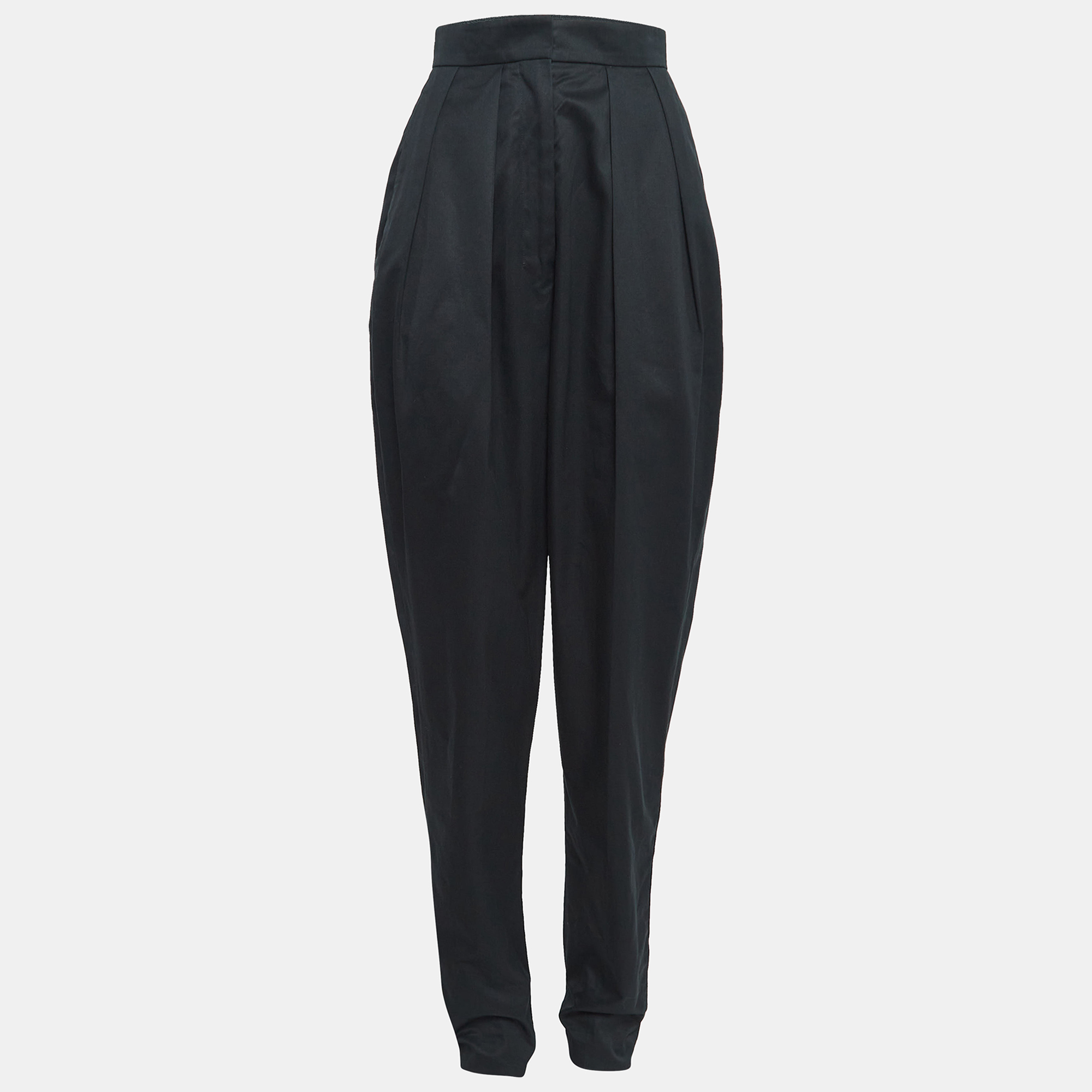 

Yves Saint Laurent Black Cotton Pleated Trousers S