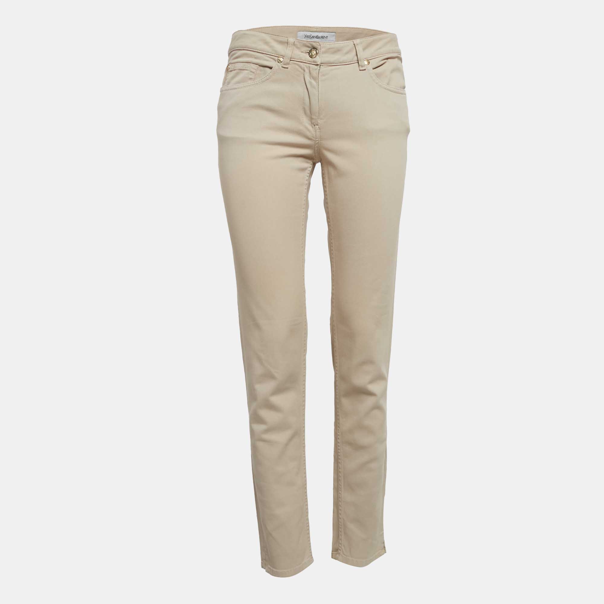 

Yves Saint Laurent Vintage Beige Gabardine Cotton Trousers M