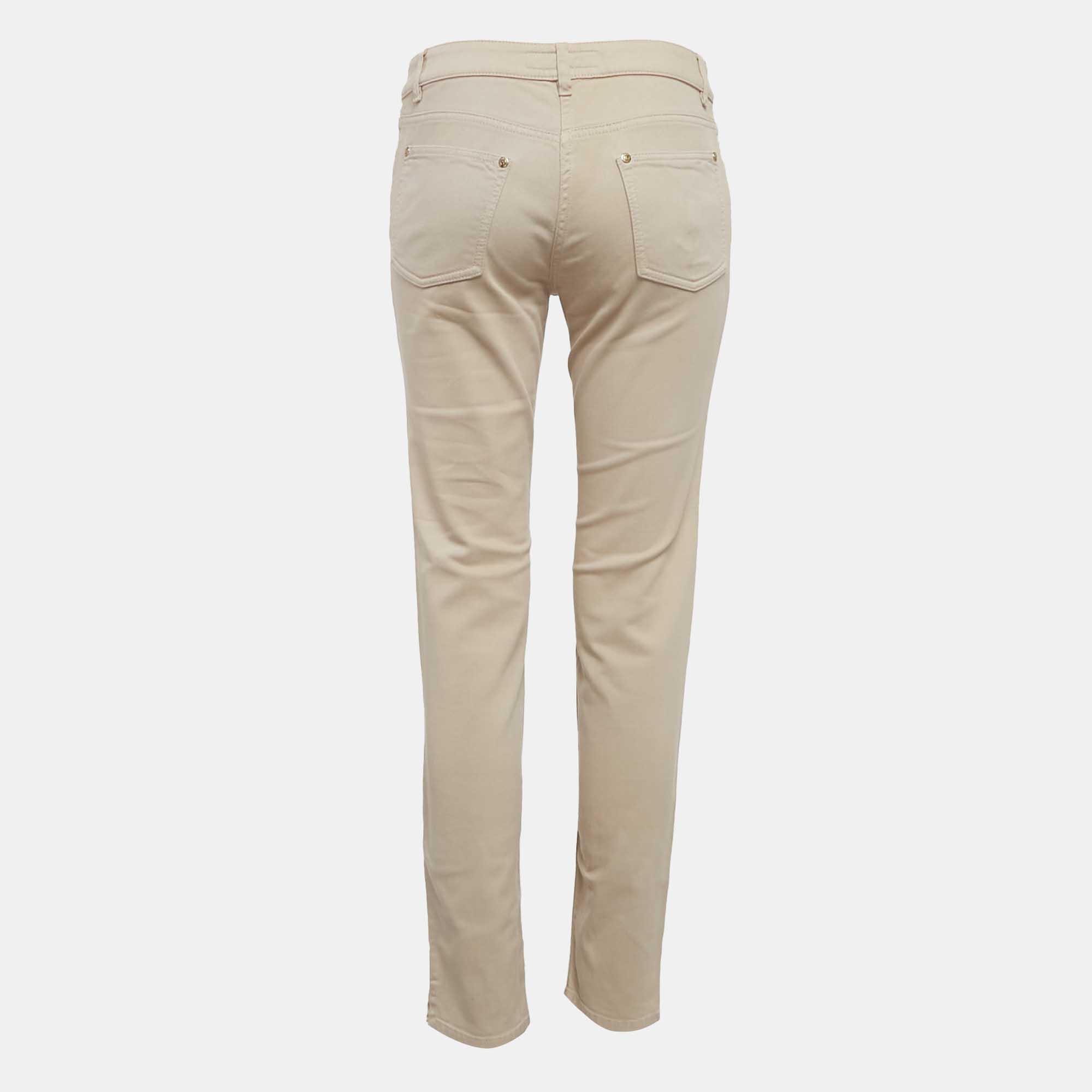 Yves Saint Laurent Vintage Beige Gabardine Cotton Trousers M 