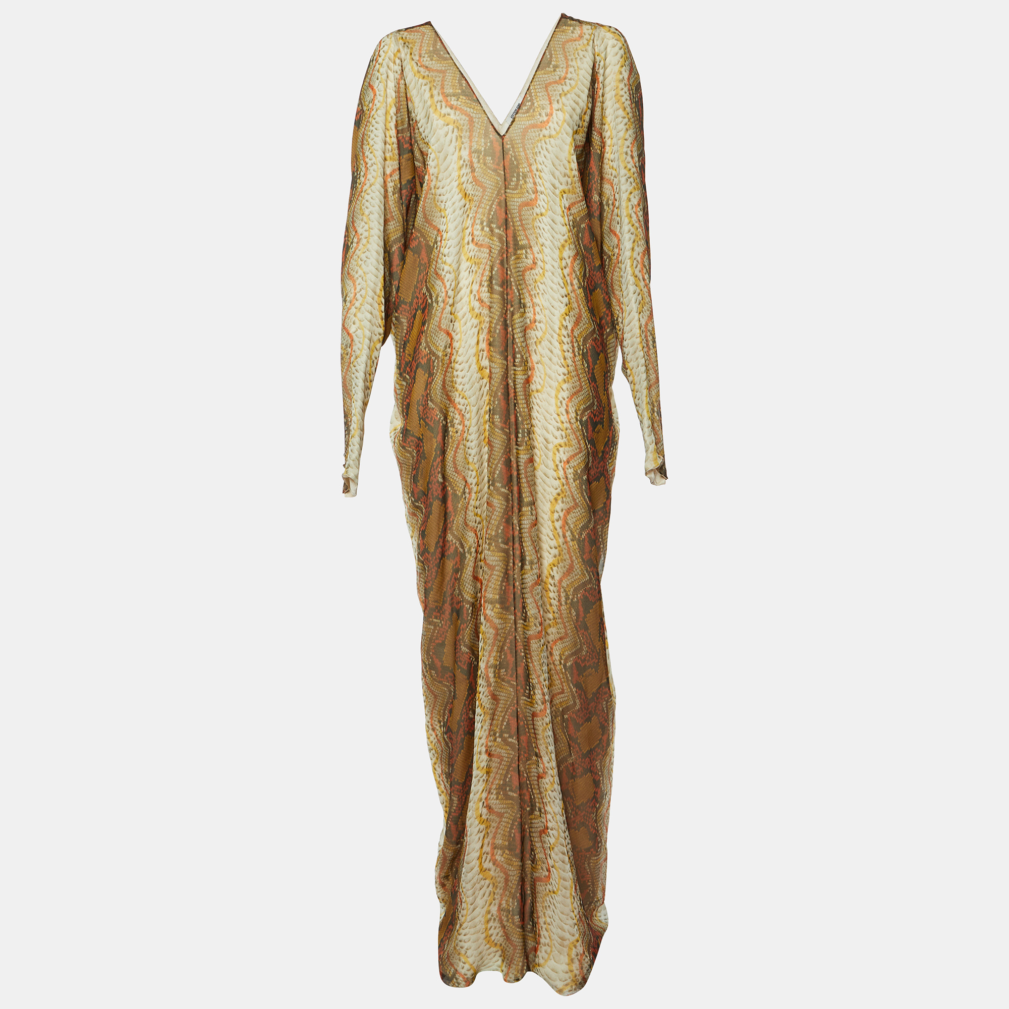 

Yves Saint Laurent Edition Soir Multicolor Snake Print Silk Maxi Dress M