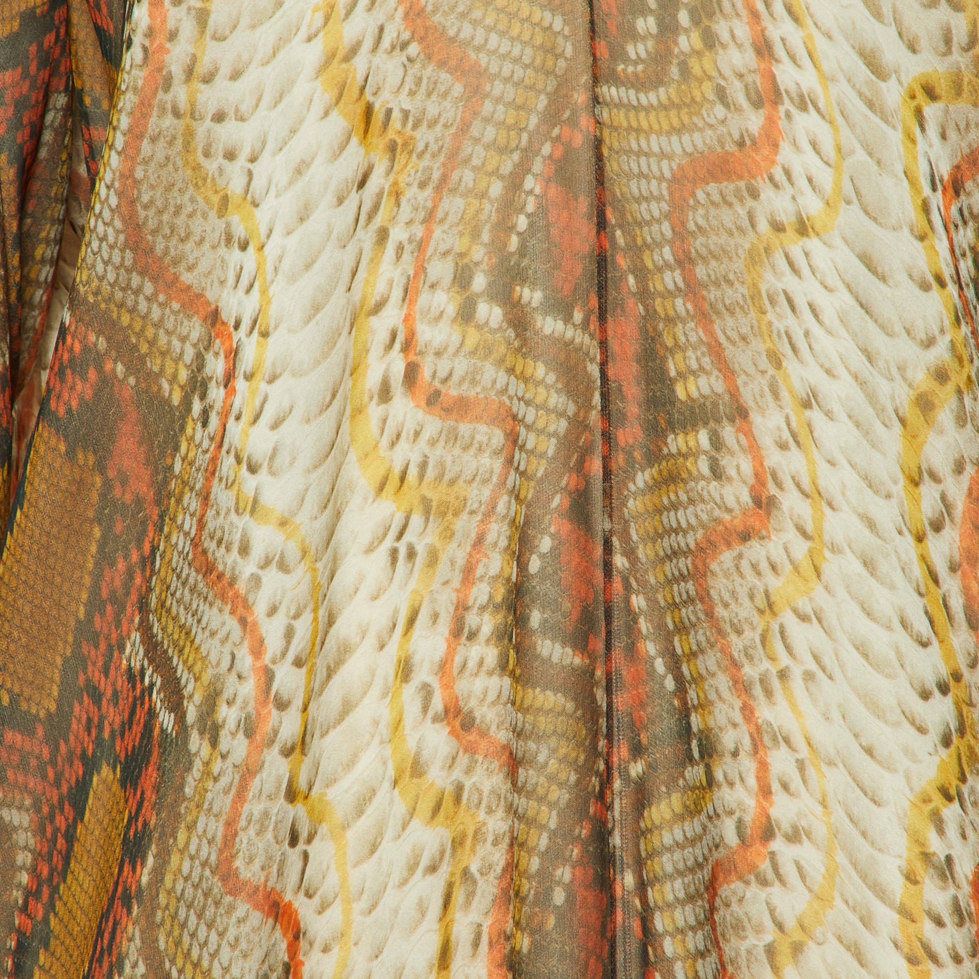 Yves Saint Laurent Edition Soir Multicolor Snake Print Silk Maxi Dress M 