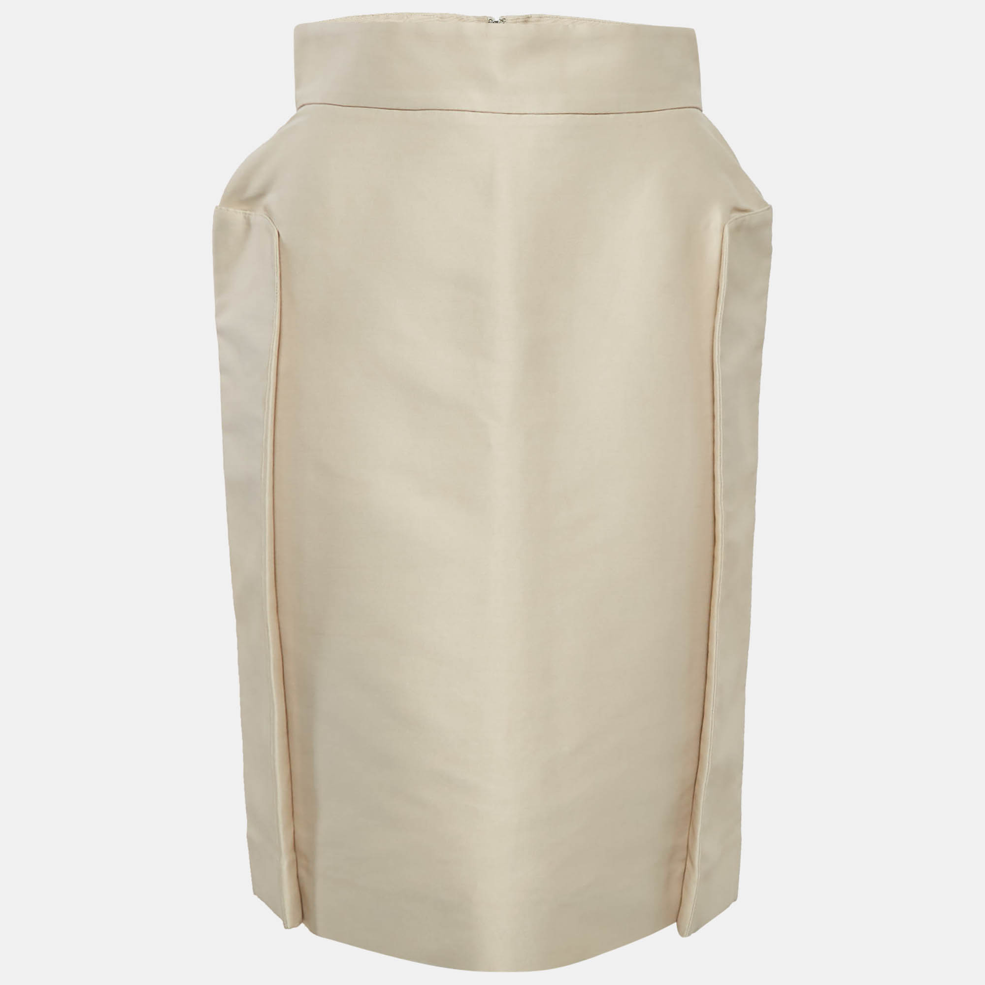 

Yves Saint Laurent Beige Cotton Blend Side Detail Pencil Skirt M