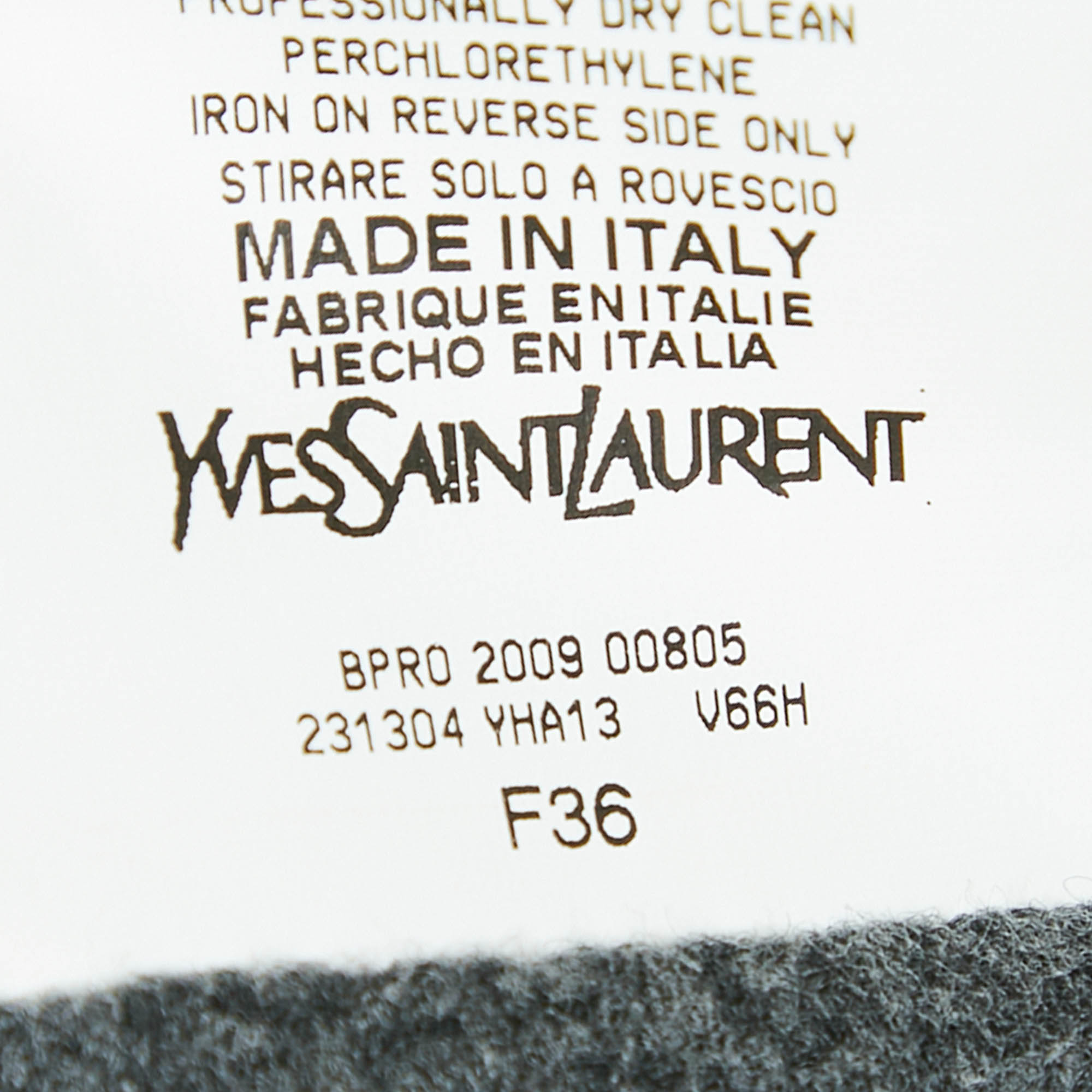 Yves Saint Laurent Grey Wool Belted Mini Dress S 