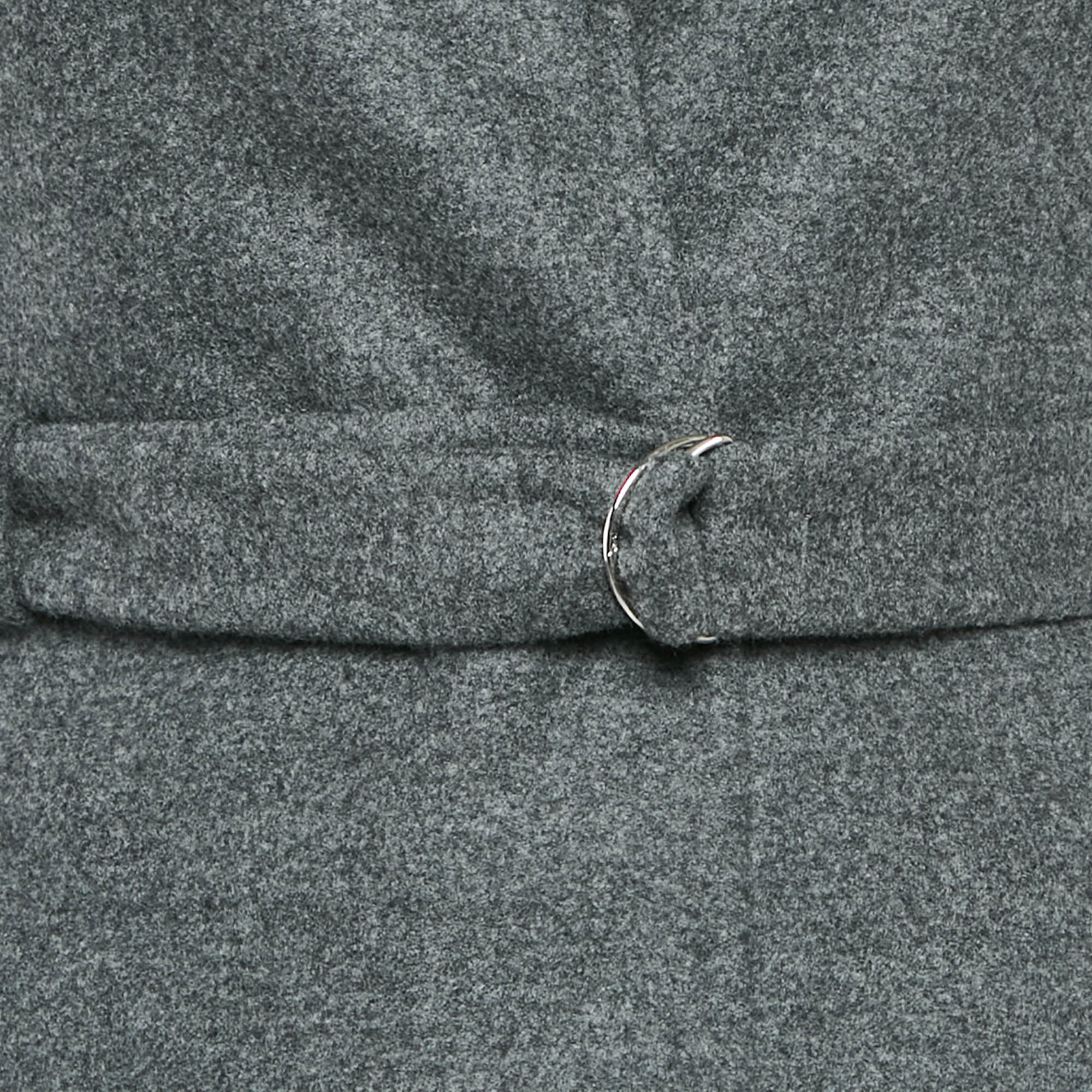 Yves Saint Laurent Grey Wool Belted Mini Dress S 