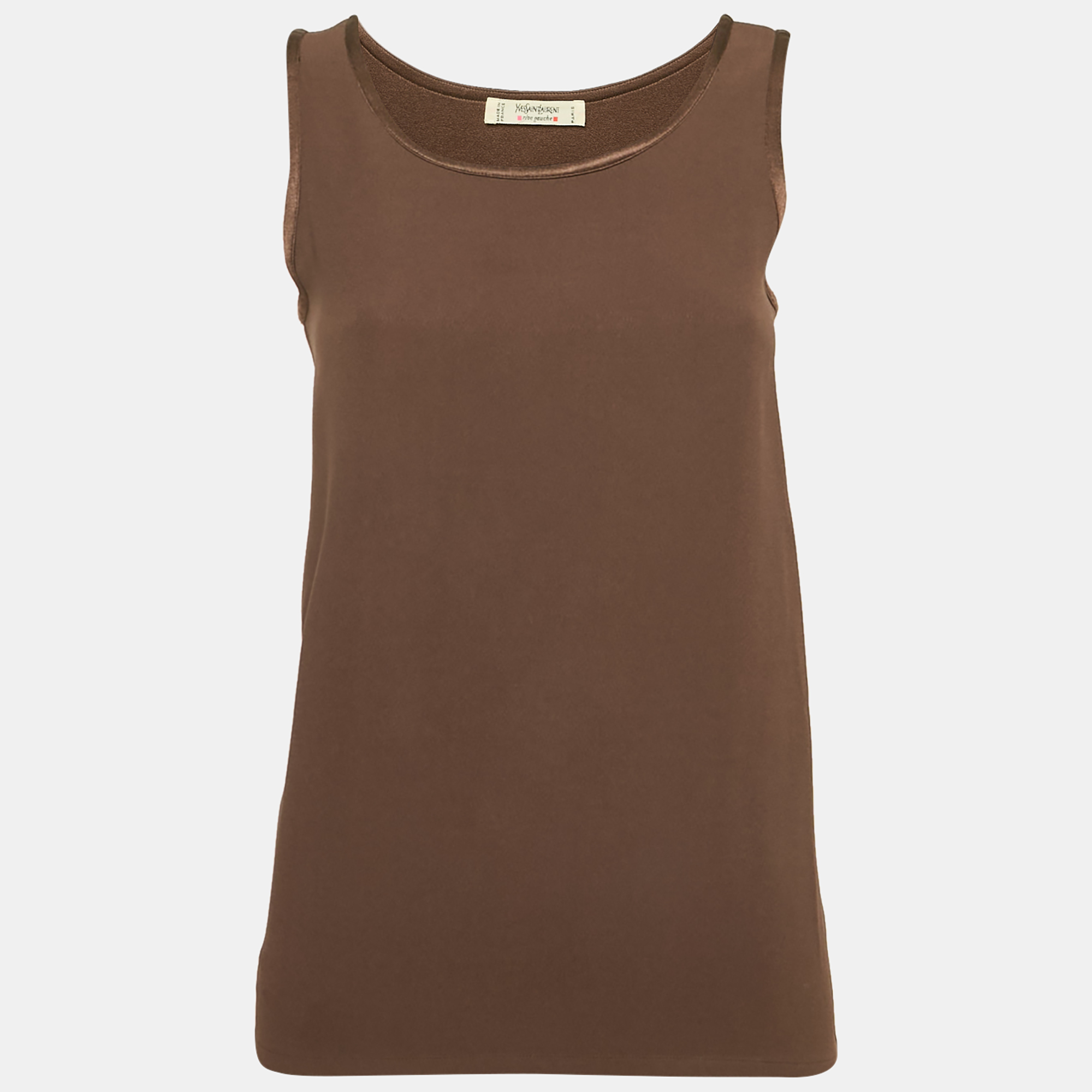 

Yves Saint Laurent Vintage Brown Satin Tank Top M