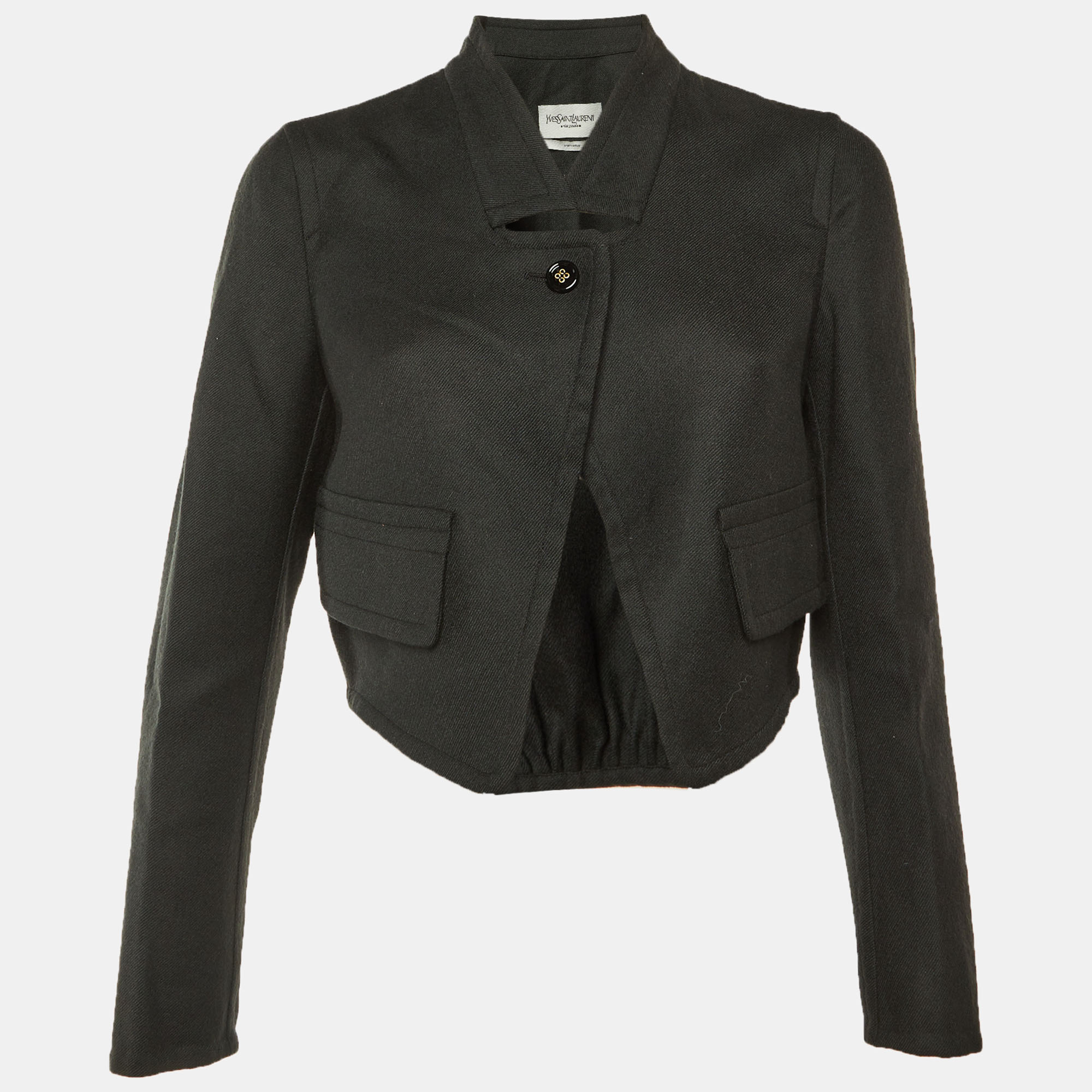 Click to view more detailed imagery on our partner's website Pre-owned Saint Laurent Rive Gauche Deep Green Wool Cropped Jacket M