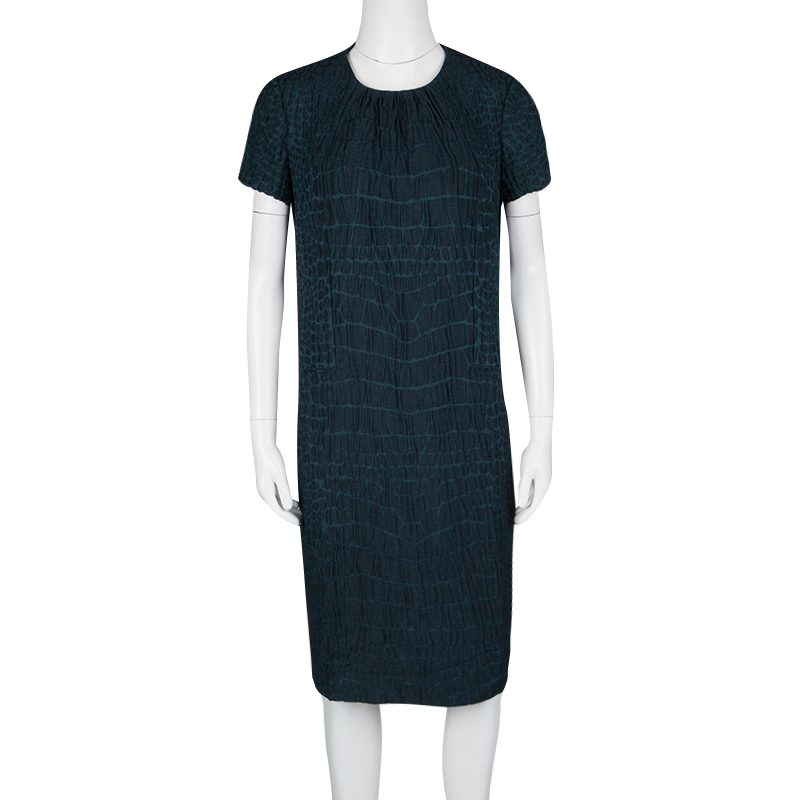 

Yves Saint Laurent Paris Blue Knit Animal Pattern Textured Dress, Green