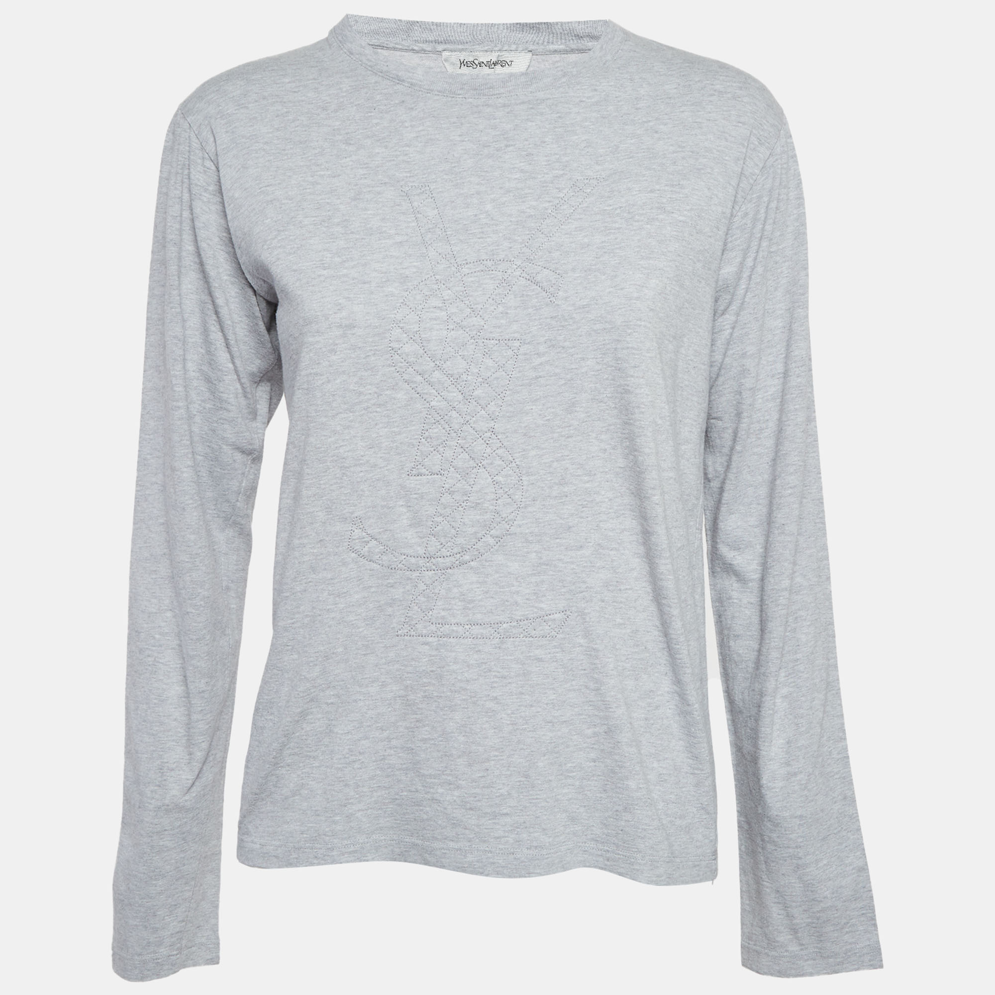

Yves saint Laurent Grey Logo Embroidered T-Shirt S