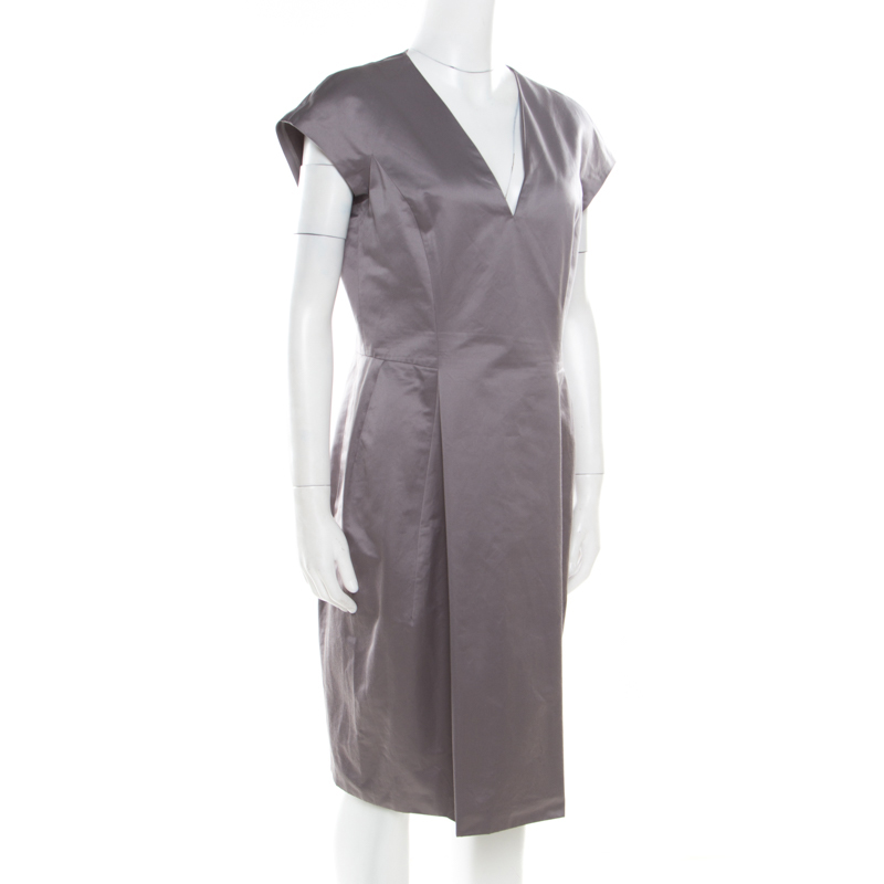 

Yves Saint Laurent Paris Grey Plunge Neck Cap Sleeve Dress