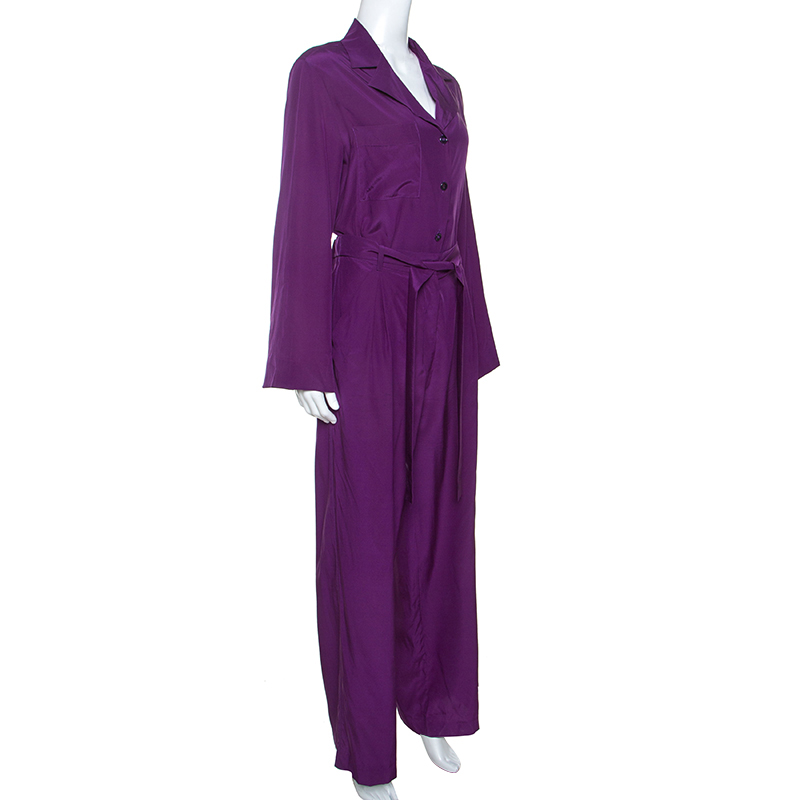 purple silk jumpsuit